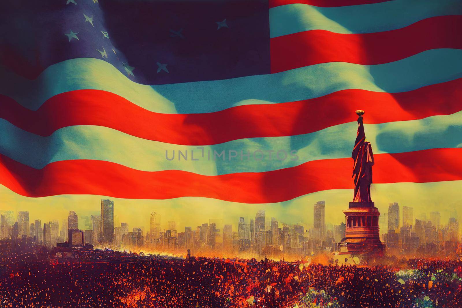 Happy Independence Day in USA Background Template 3D Illustration . High quality photo