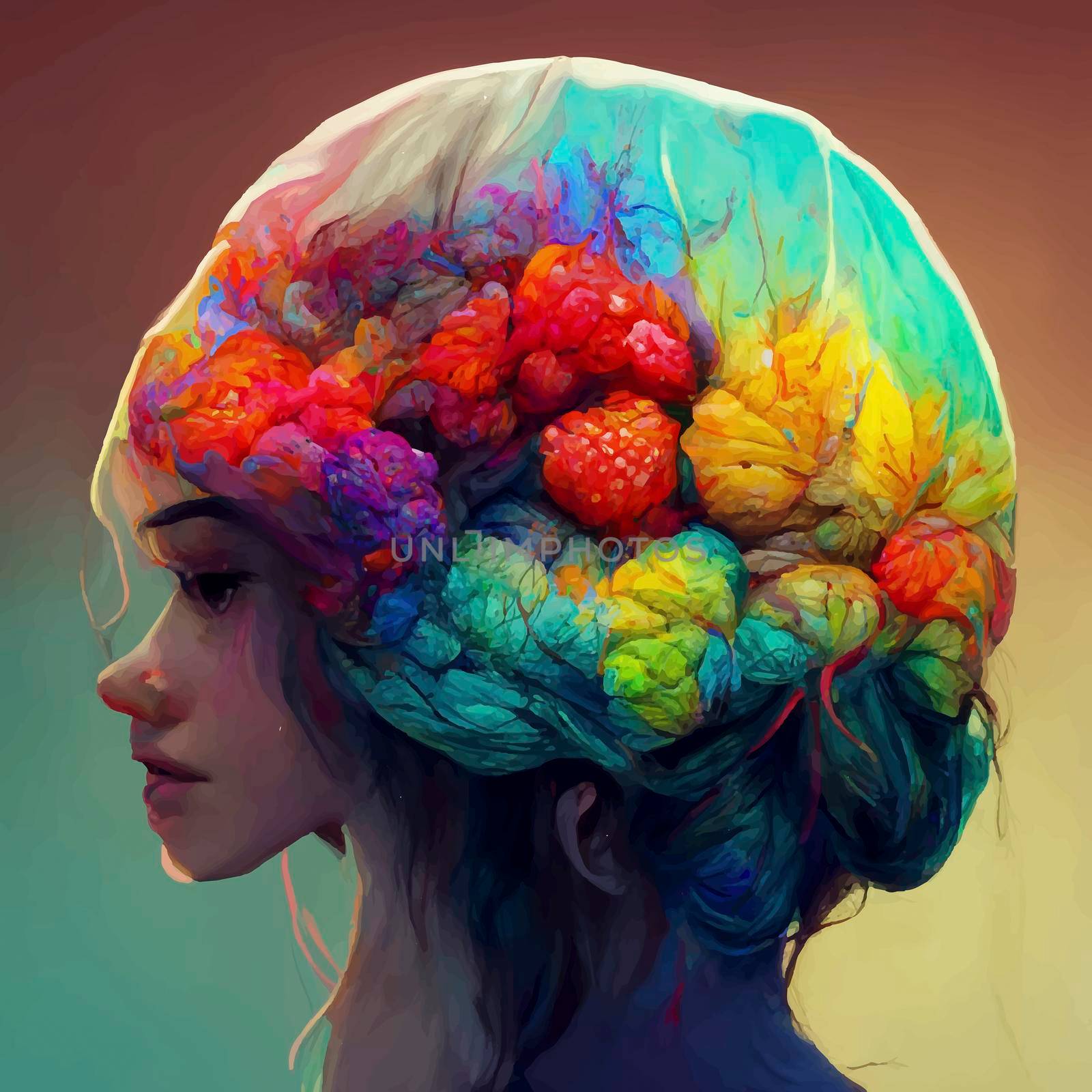 beautiful colorful and realistic illustration of the human brain. World mental health day. human brain wallpaper.