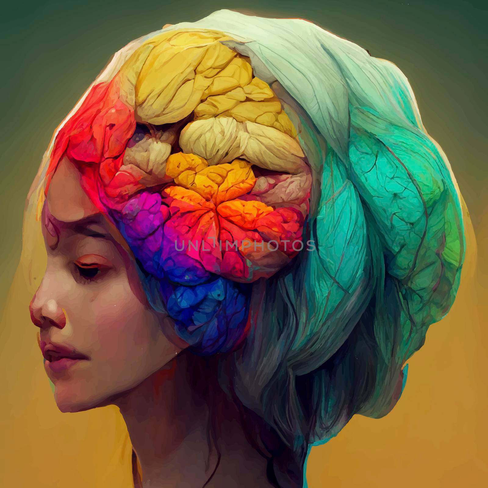 beautiful colorful and realistic illustration of the human brain. World mental health day. human brain wallpaper.