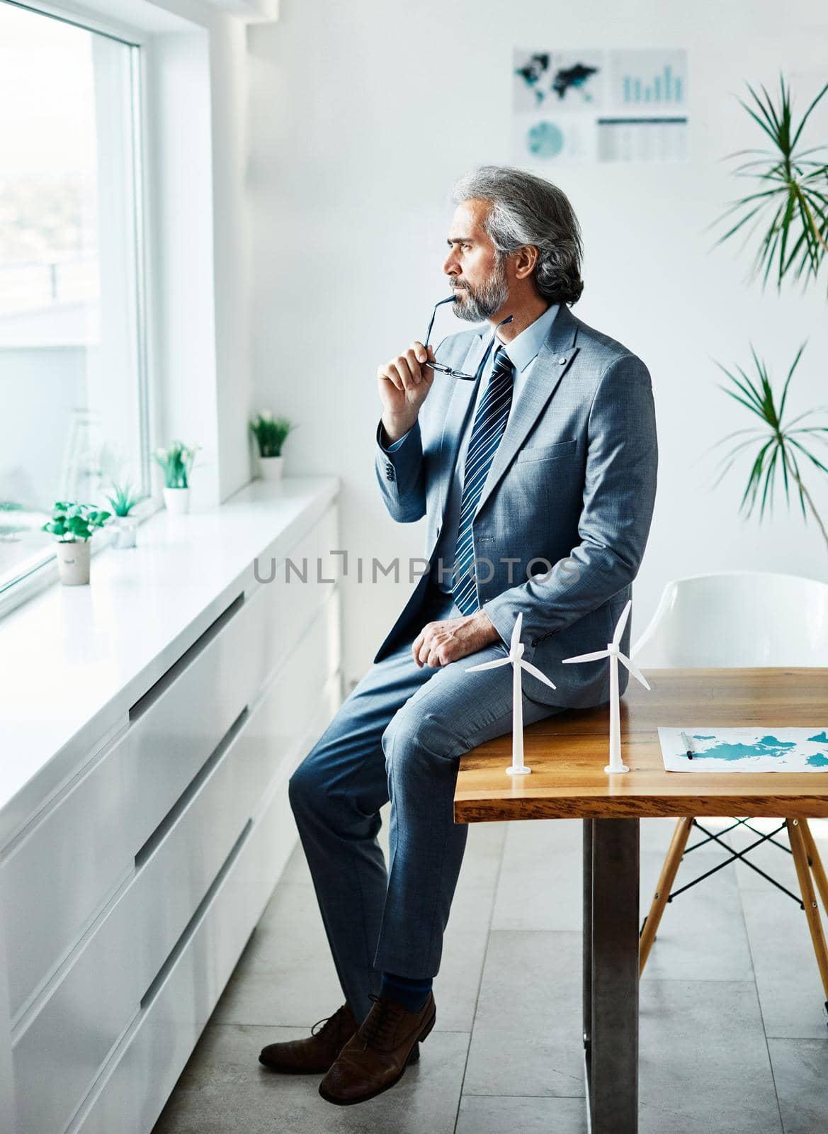 Portrait of a smart inteligent senior businessman in office