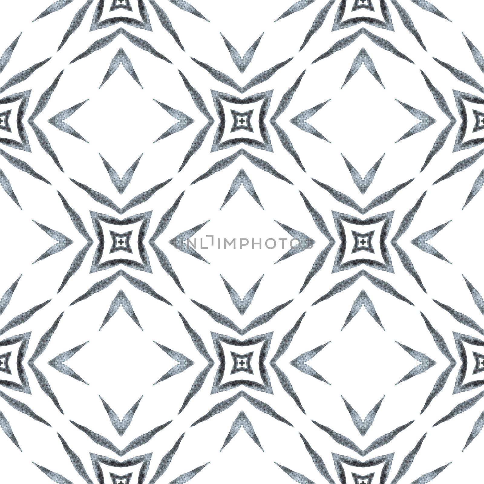 Tropical seamless pattern. Black and white ravishing boho chic summer design. Hand drawn tropical seamless border. Textile ready extraordinary print, swimwear fabric, wallpaper, wrapping.