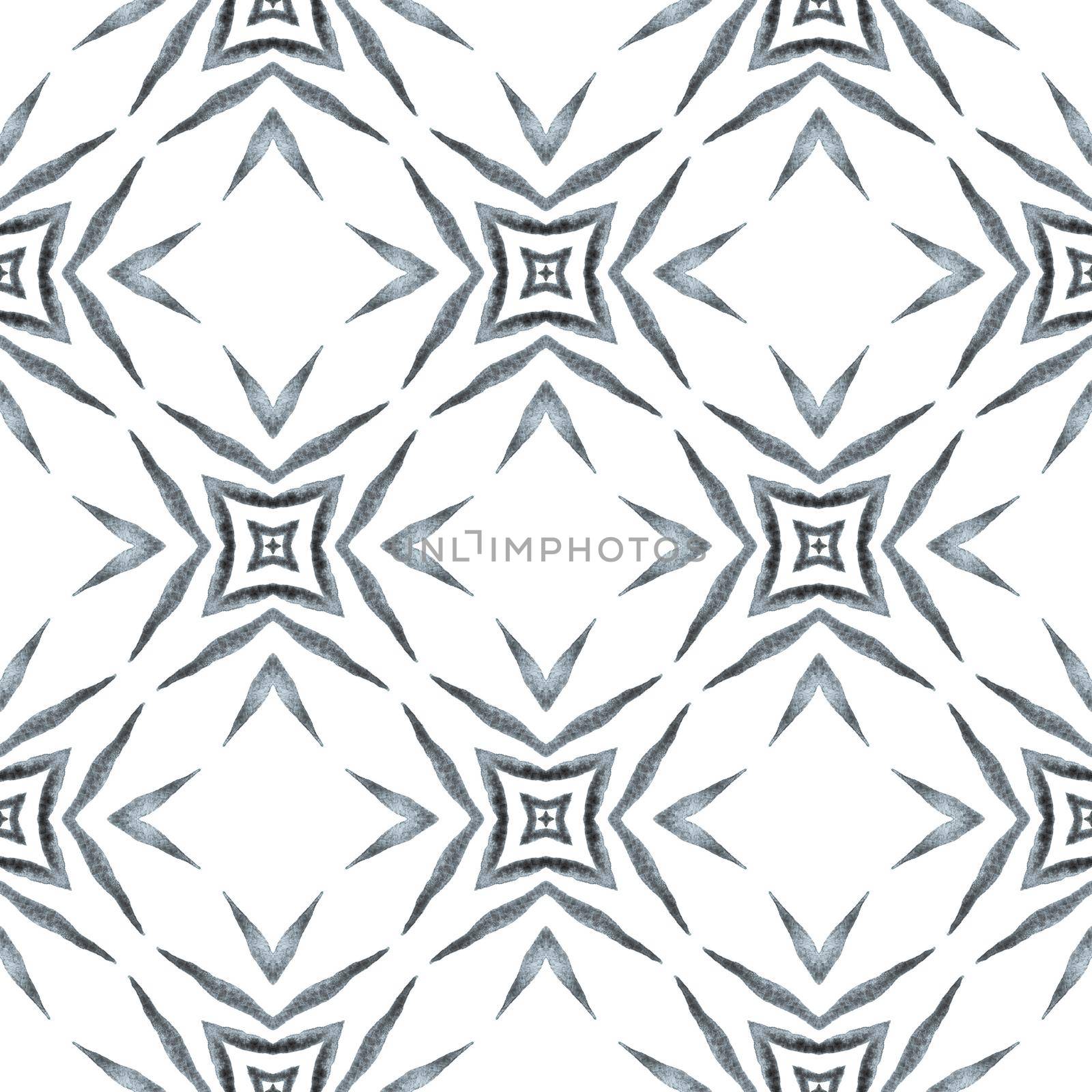 Tropical seamless pattern. Black and white ravishing boho chic summer design. Hand drawn tropical seamless border. Textile ready extraordinary print, swimwear fabric, wallpaper, wrapping.