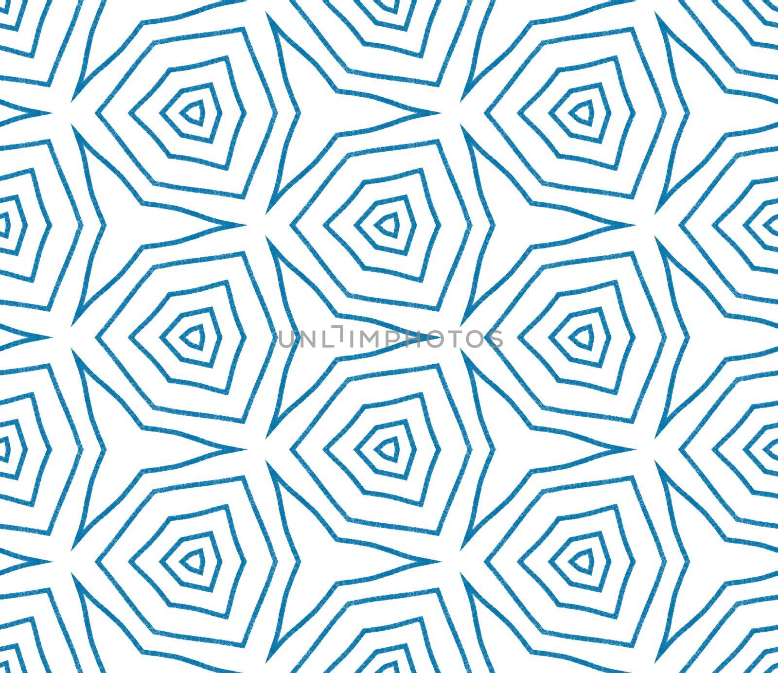 Medallion seamless pattern. Blue symmetrical kaleidoscope background. Textile ready powerful print, swimwear fabric, wallpaper, wrapping. Watercolor medallion seamless tile.