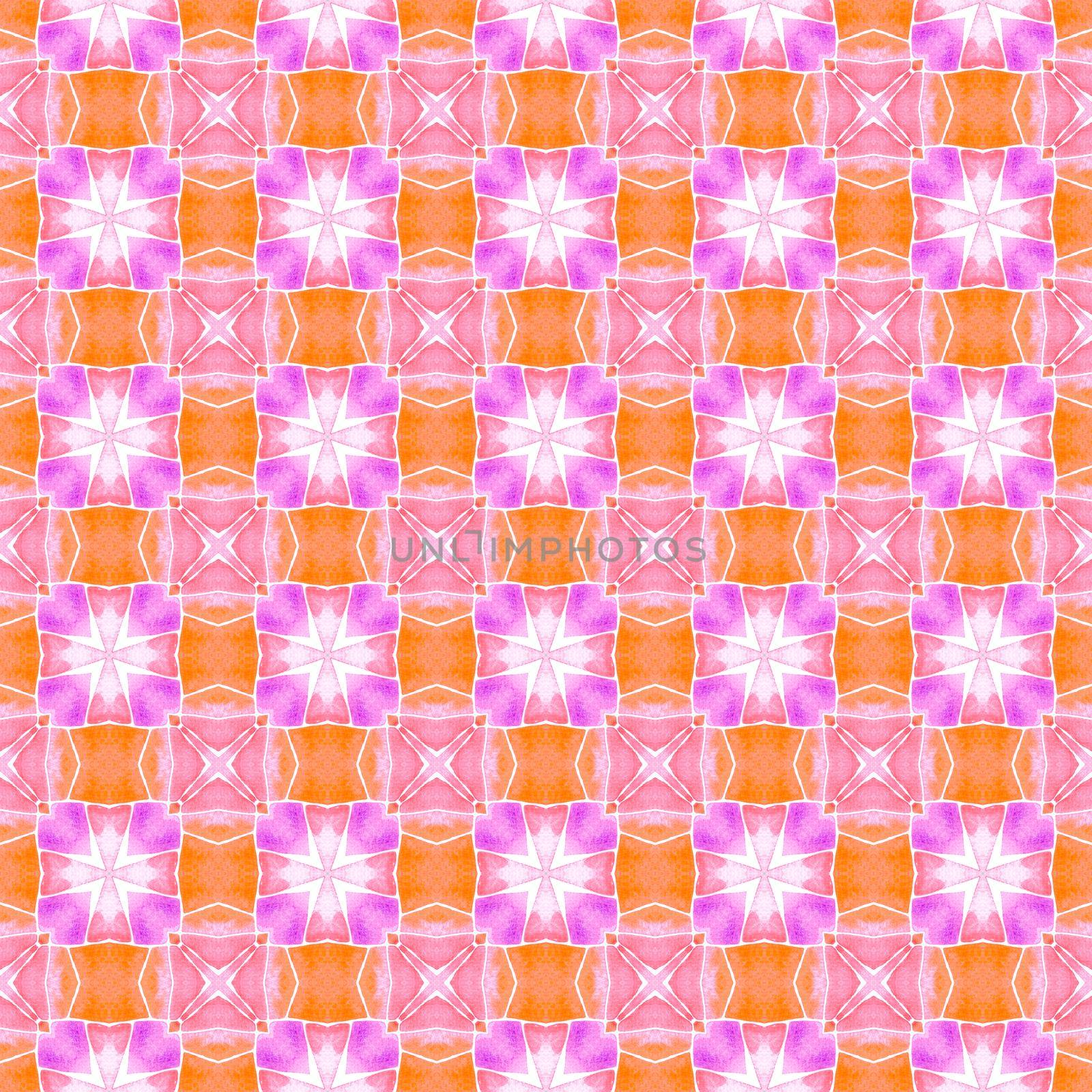 Arabesque hand drawn design. Orange breathtaking boho chic summer design. Oriental arabesque hand drawn border. Textile ready worthy print, swimwear fabric, wallpaper, wrapping.
