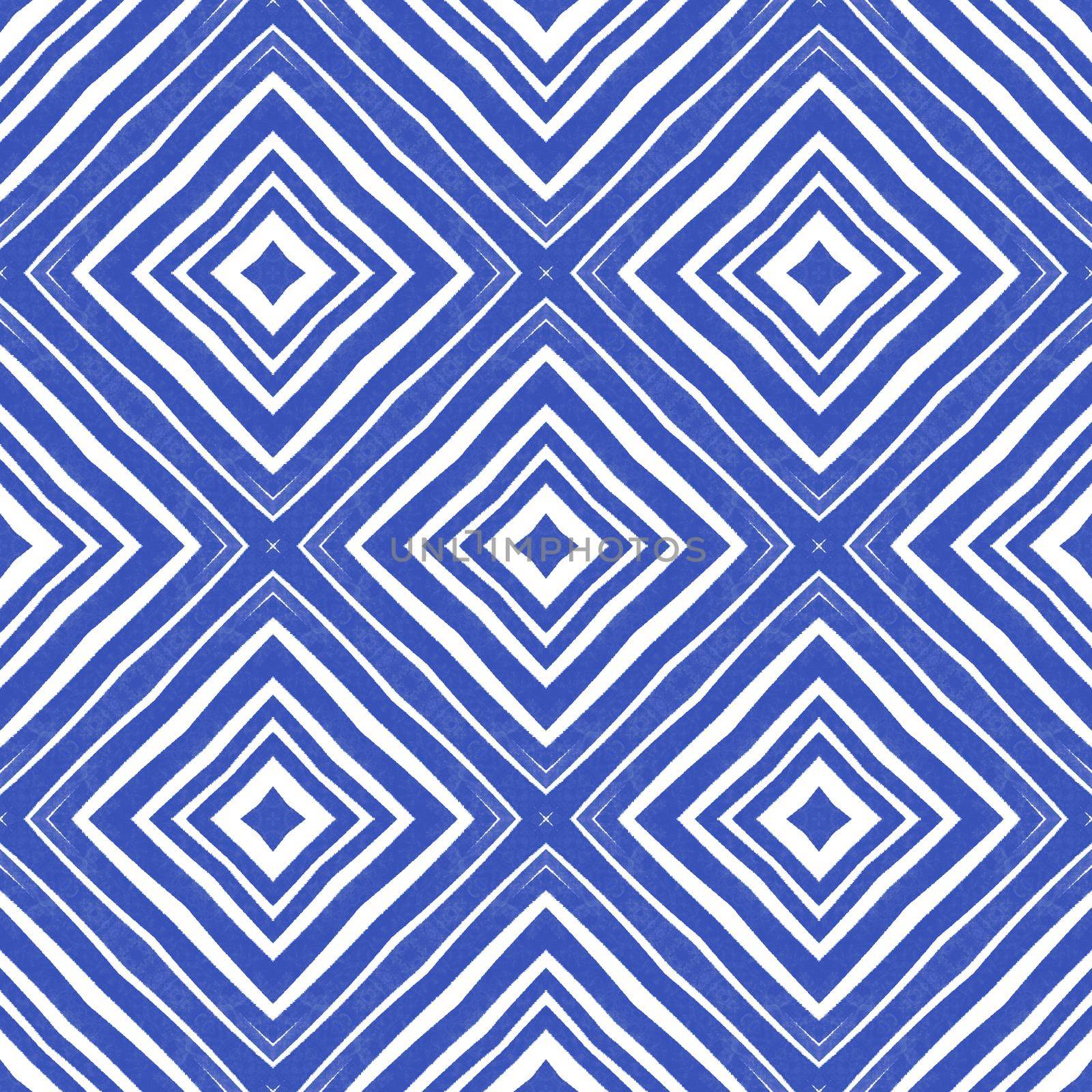 Chevron stripes design. Indigo symmetrical kaleidoscope background. Geometric chevron stripes pattern. Textile ready exceptional print, swimwear fabric, wallpaper, wrapping.