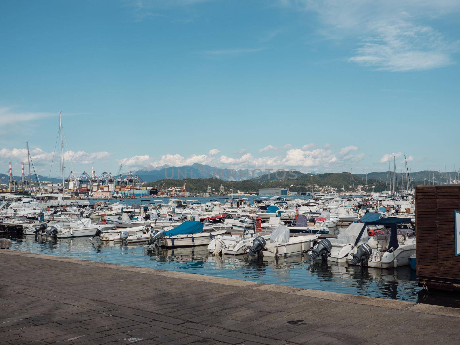 La Spezia, Italy - 9th july 2022 harbour and marina at the sea by verbano