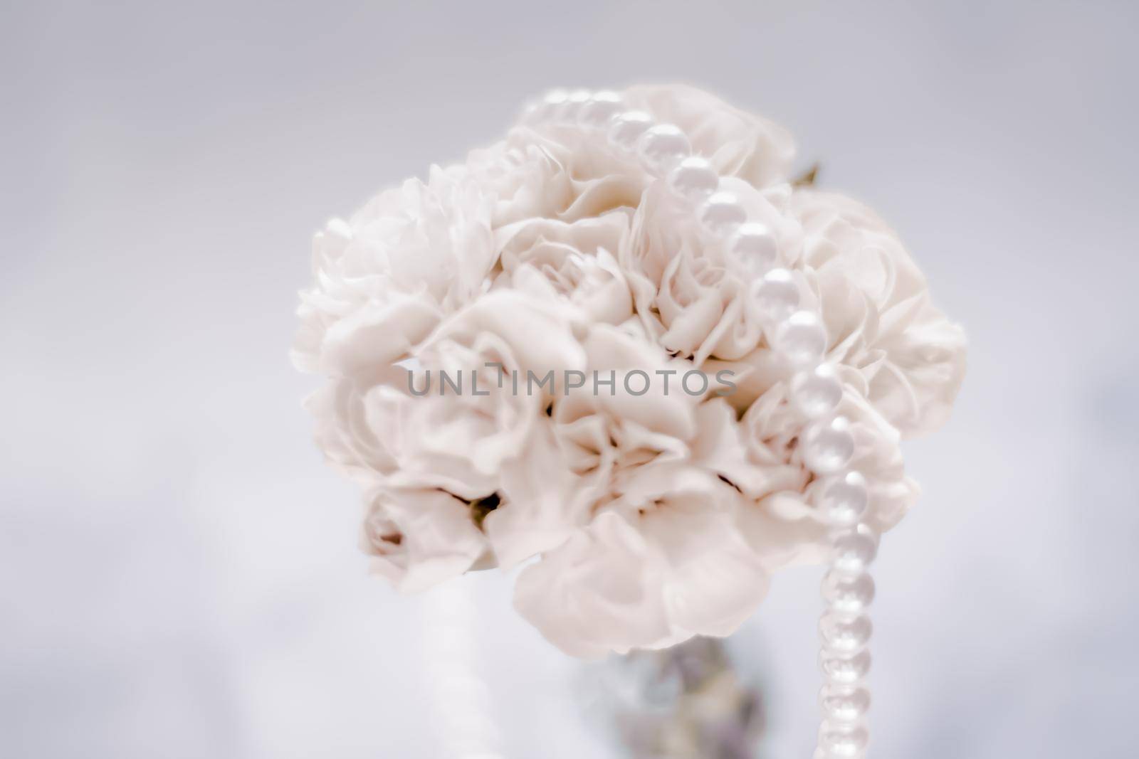 Bridal bouquet of white roses - wedding day, floral beauty, luxury event decoration concept. The happiest day of our lives