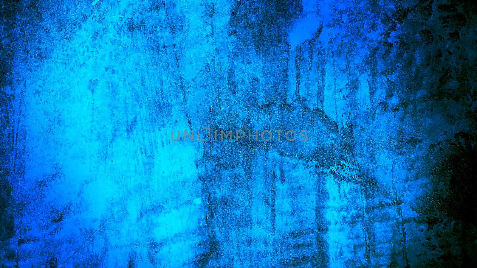 Empty Dark Concrete wall room studio Background and Floor perspective with blue soft light. Displays product and text present on free space cement. Backdrop