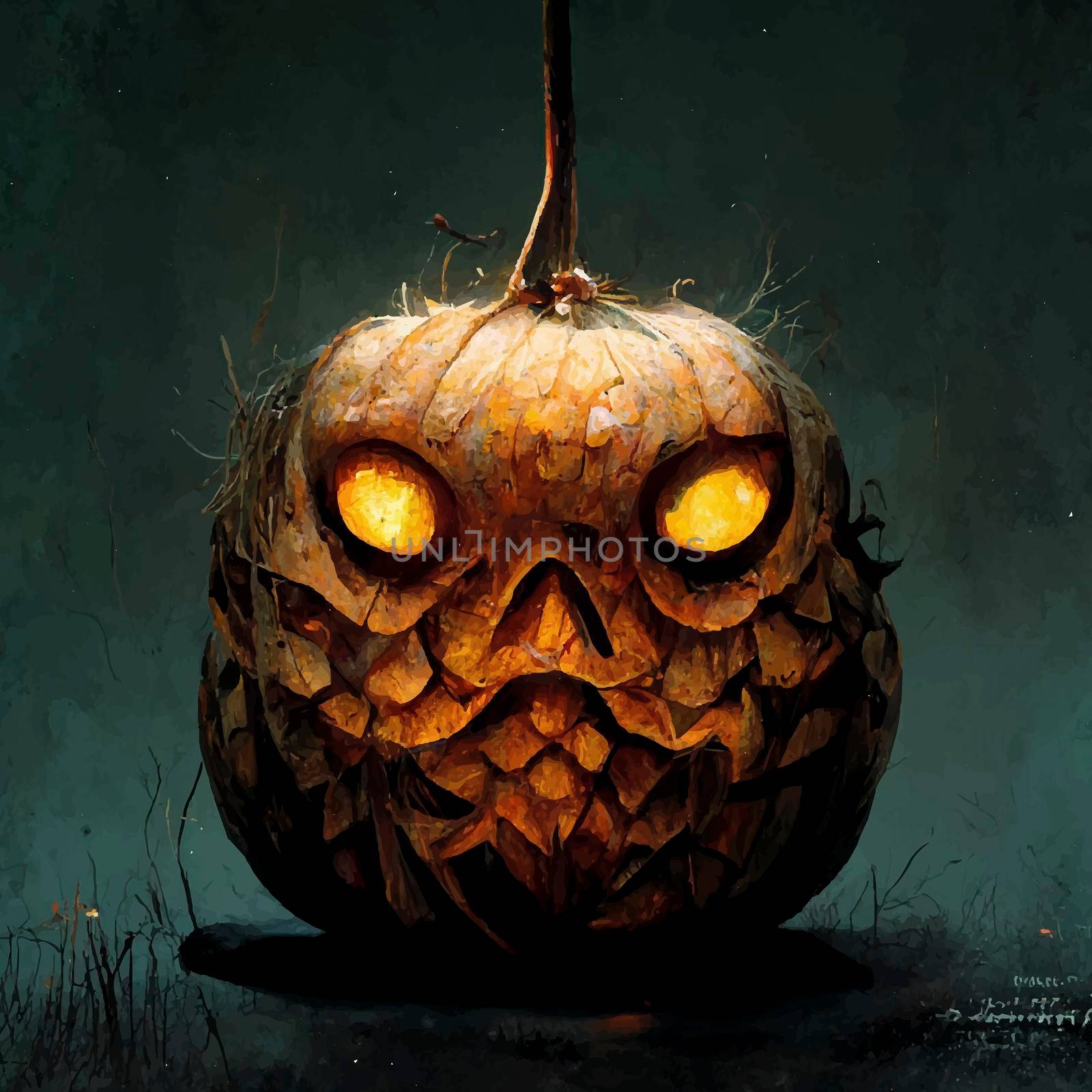 evil pumpkin realistic illustration. halloween themed illustration. by JpRamos