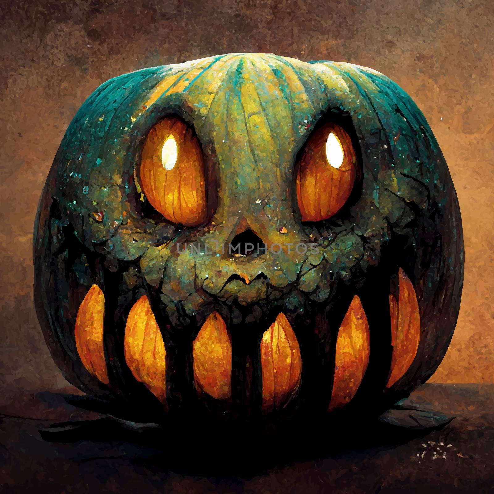 evil pumpkin realistic illustration. halloween themed illustration. by JpRamos