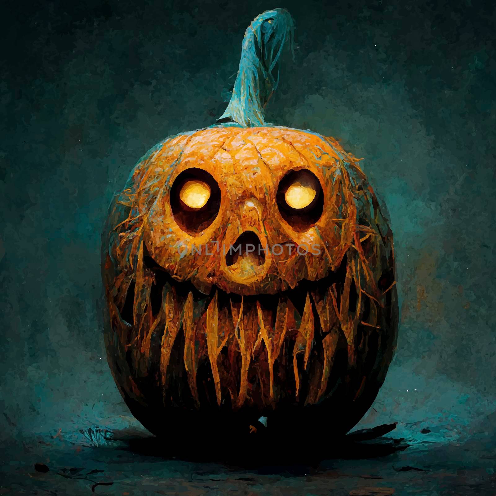 evil pumpkin realistic illustration. halloween themed illustration. by JpRamos