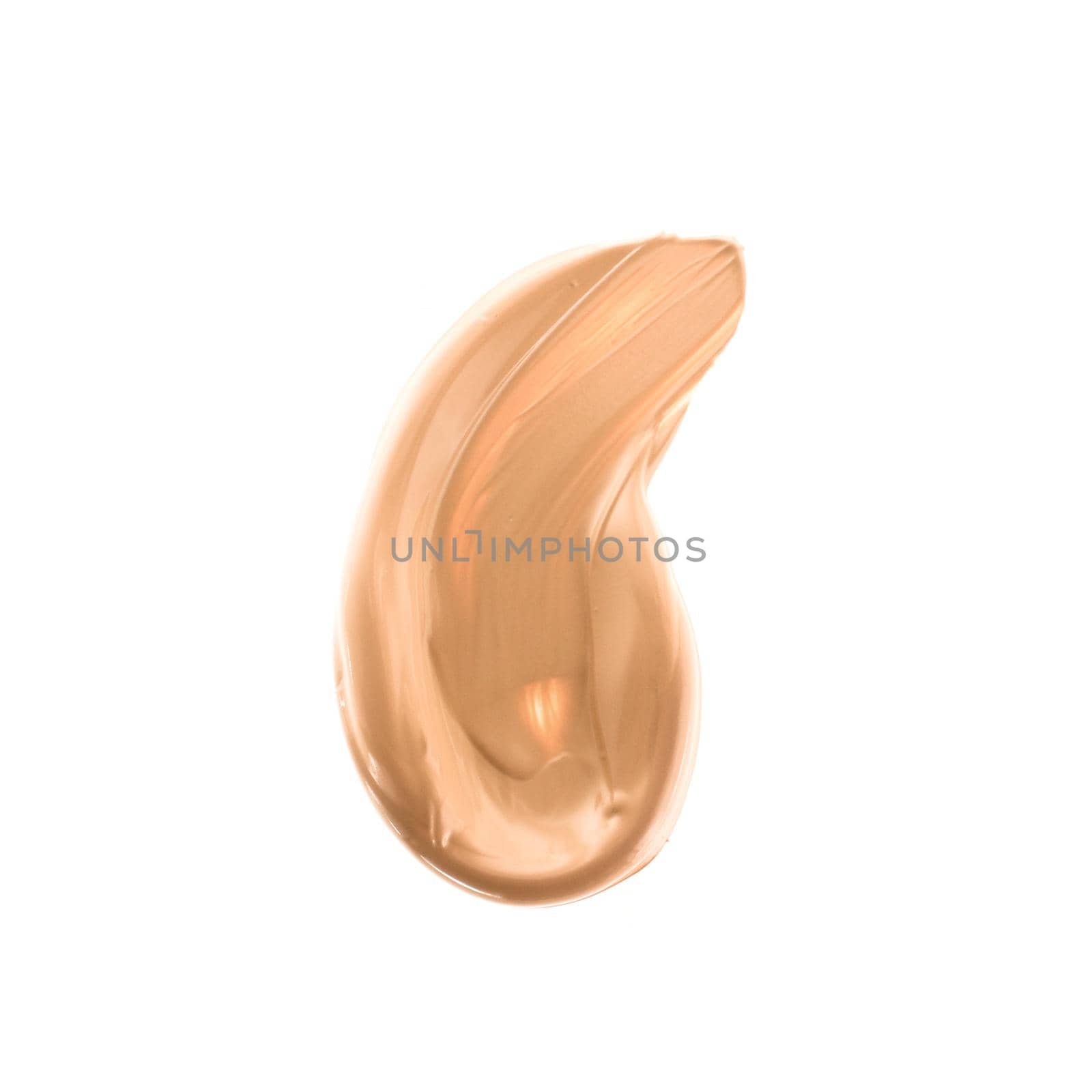 Make-up base foundation brush stroke isolated on white background, flatlay - cosmetic products, beauty texture background concept. Beige is always a good idea