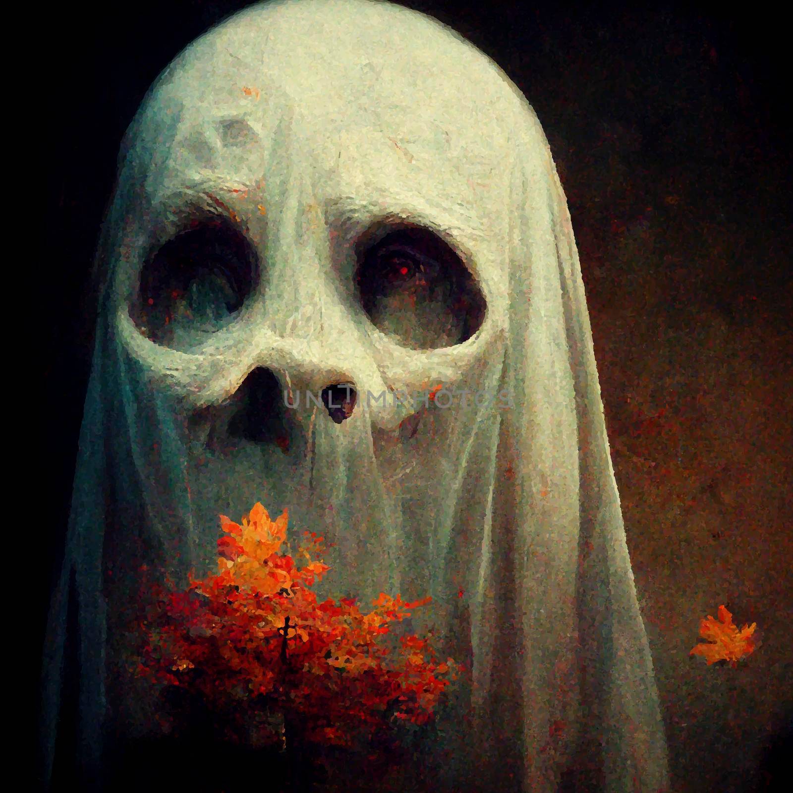realistic halloween ghost illustration. halloween themed illustration. by JpRamos