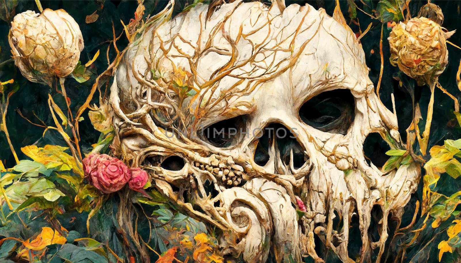skull illustration. halloween themed illustration. by JpRamos