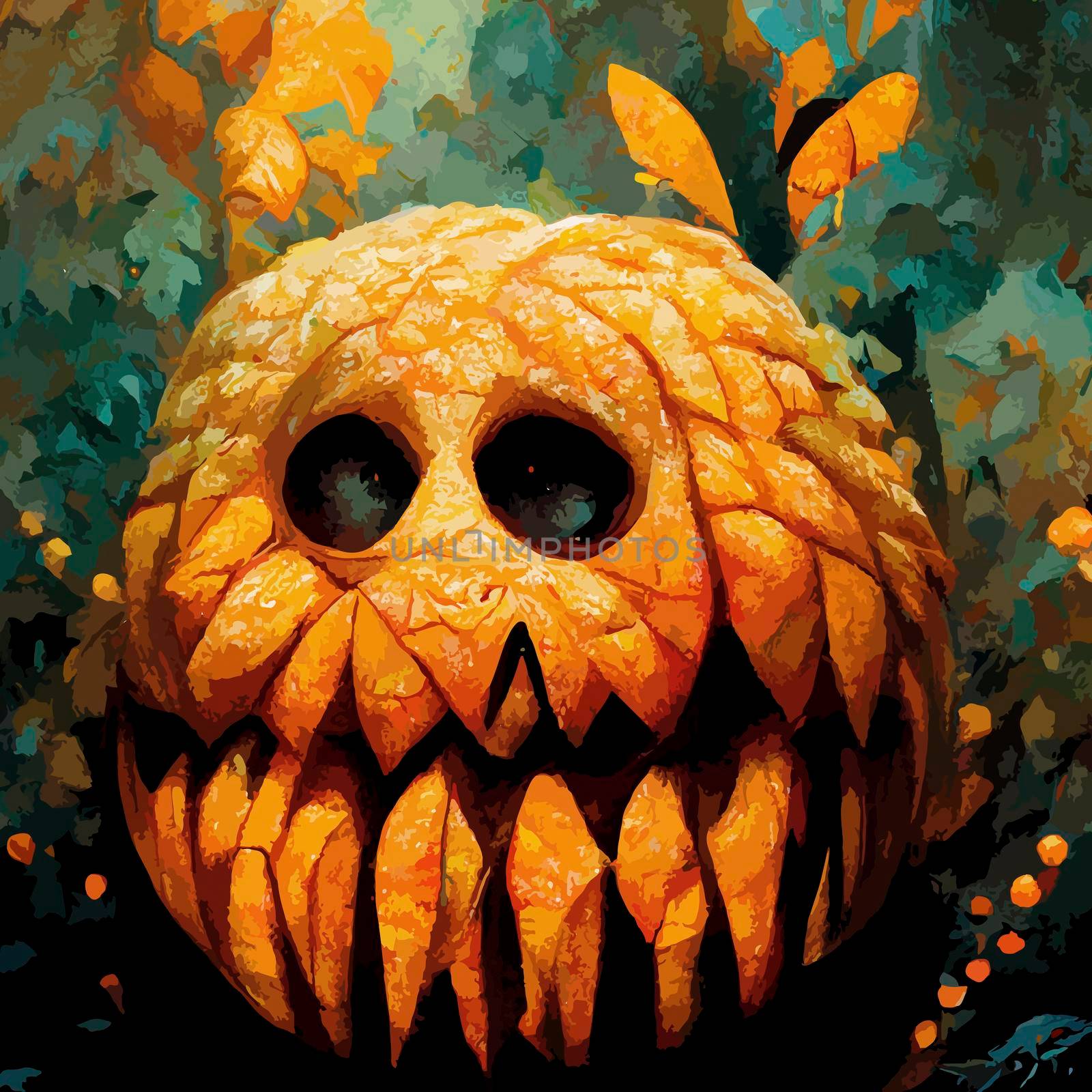 evil pumpkin realistic illustration. halloween themed illustration. by JpRamos