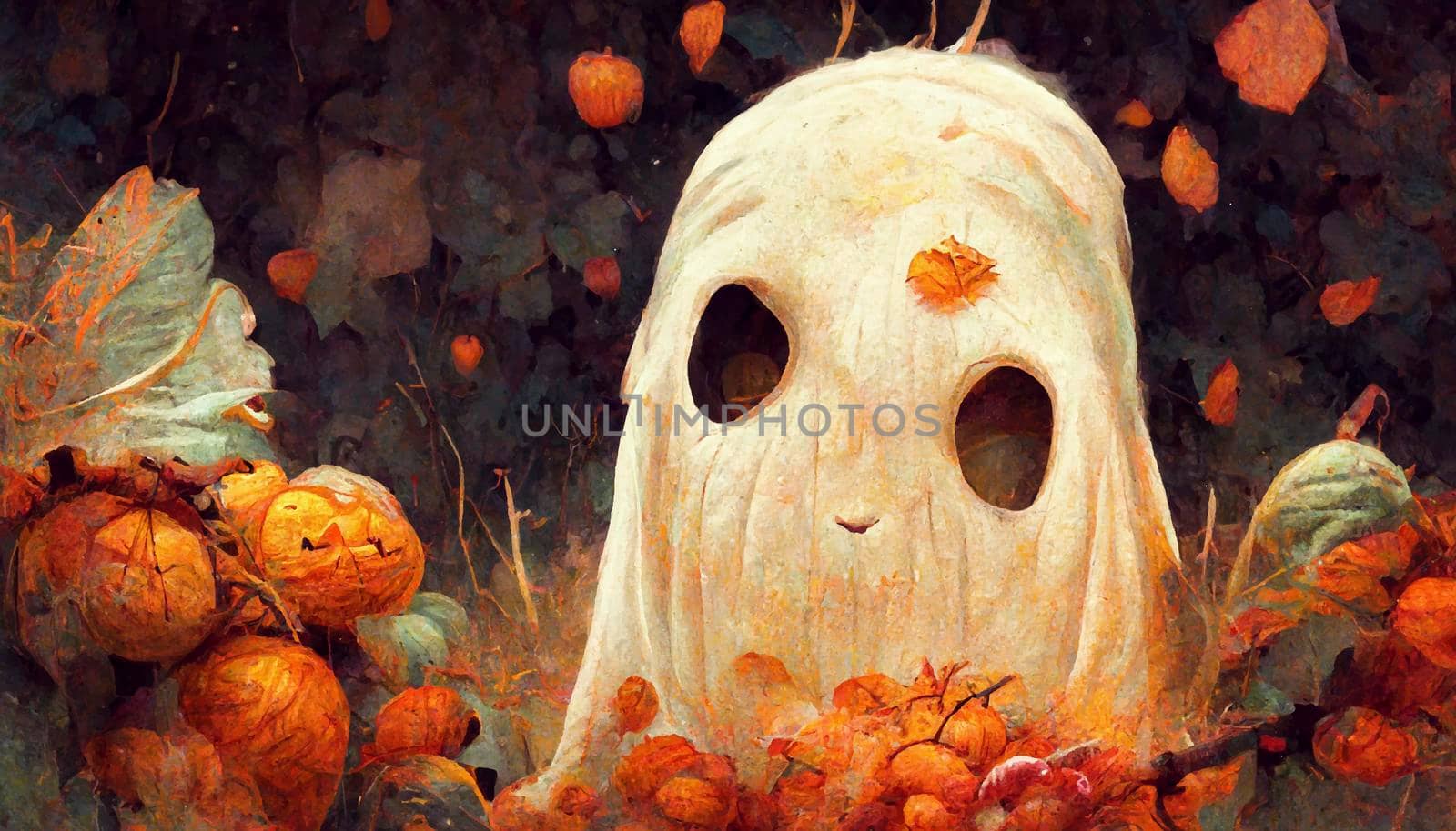 realistic halloween ghost illustration. halloween-themed illustration. realistic Halloween background.