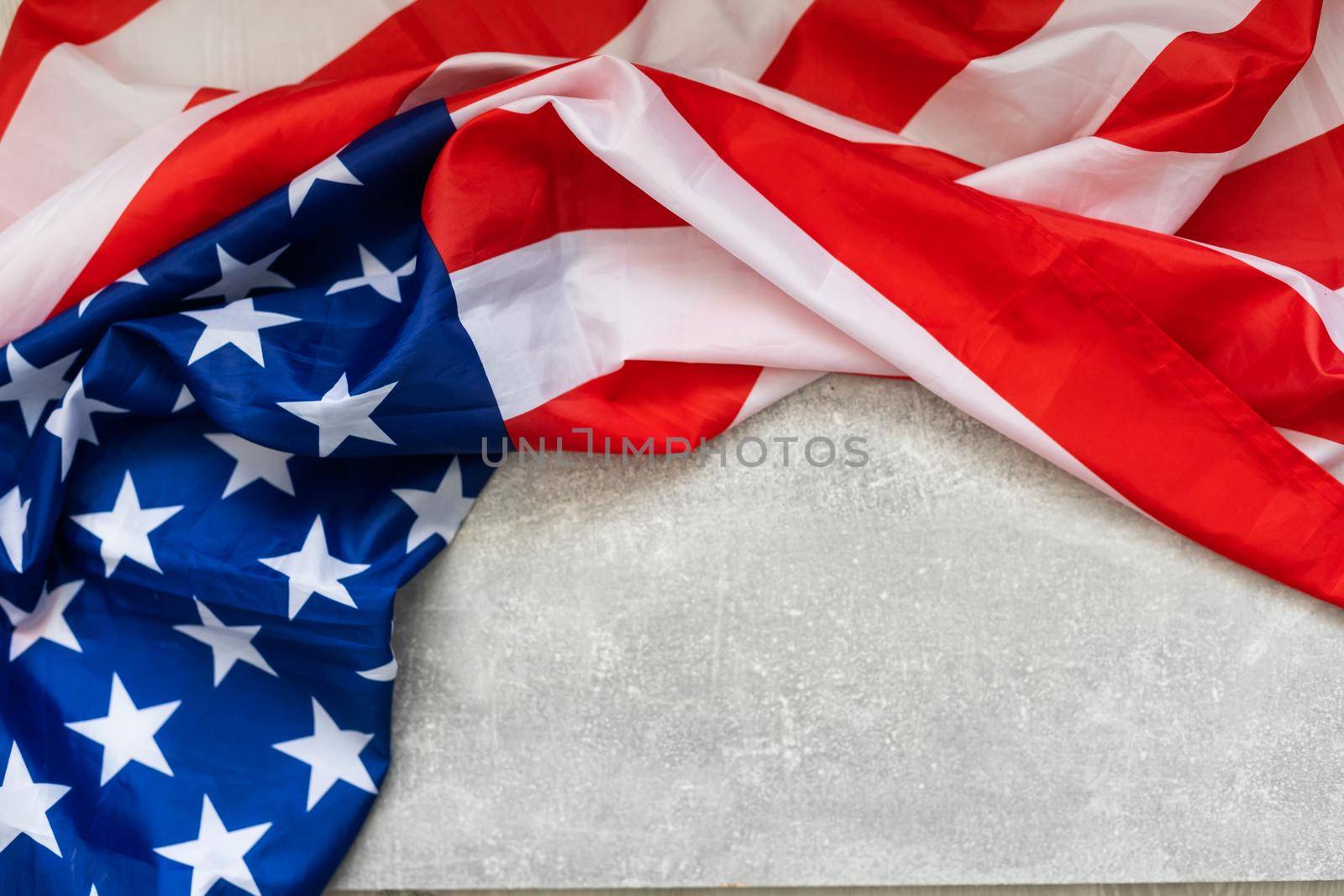 USA state flag on concrete background, place for text. High quality photo