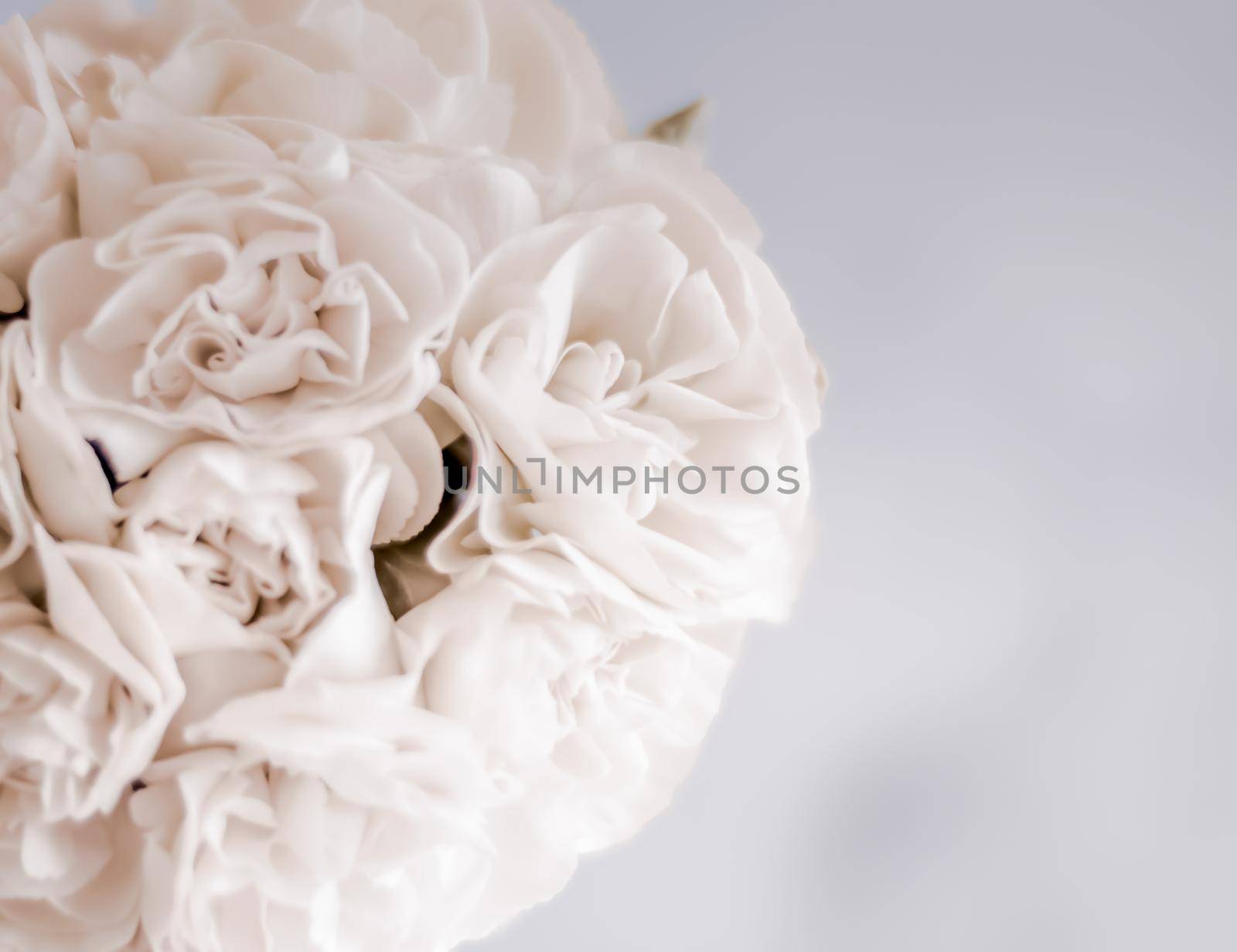 Bridal bouquet of white roses - wedding day, floral beauty, luxury event decoration concept. The happiest day of our lives