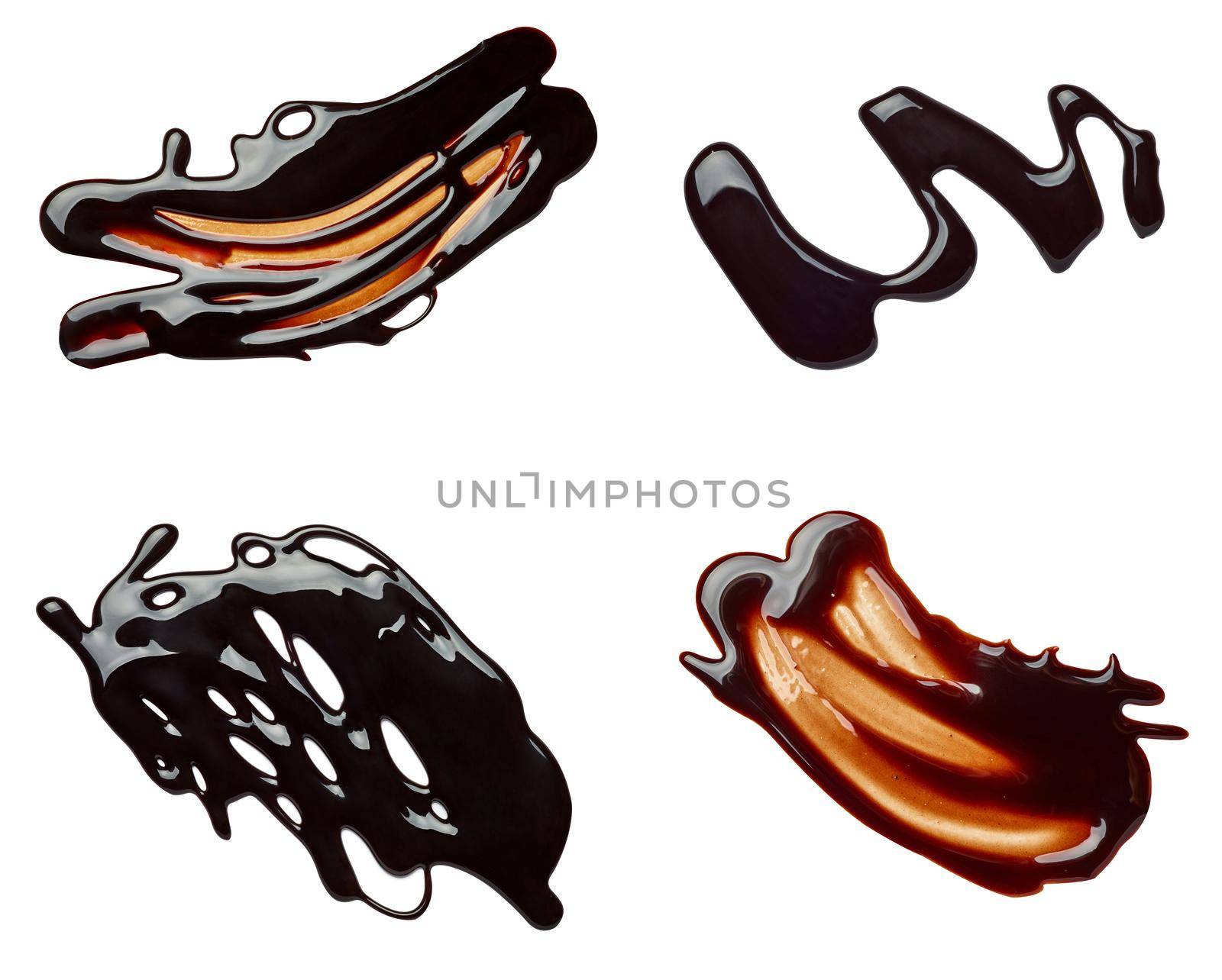 close up of a chocolate stain on white background