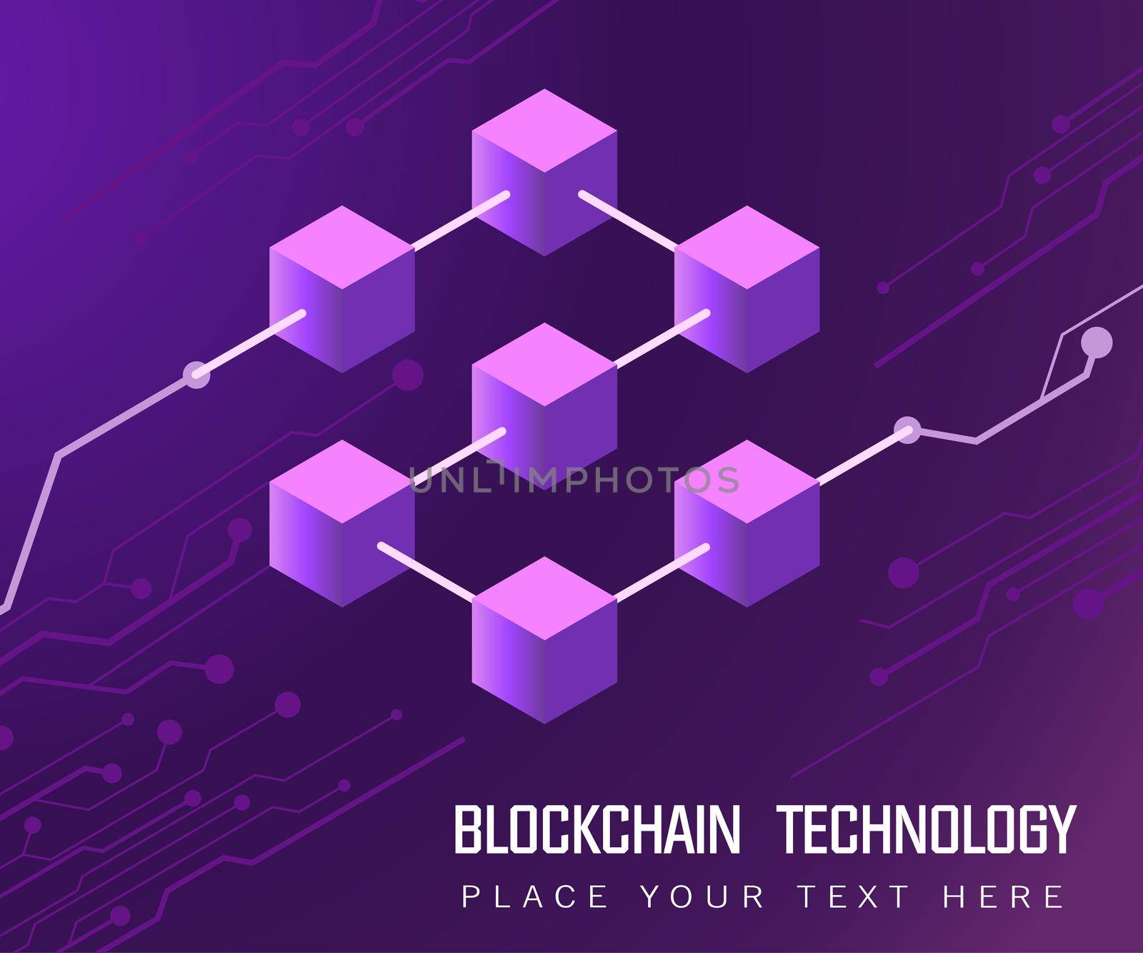 blockchain technology Connecting cube Cryptocurrency Blockchain isometric vector illustration.
