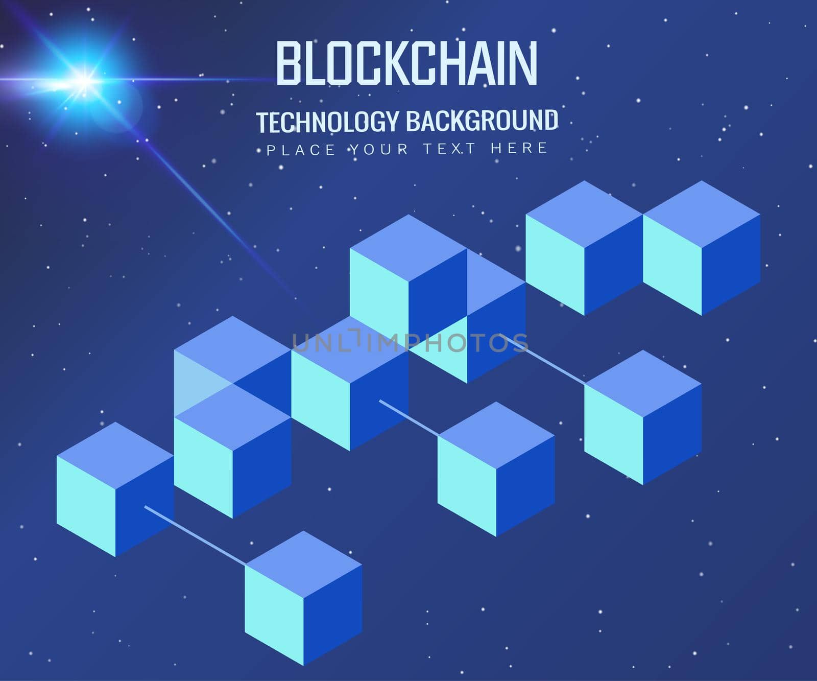 blockchain technology light concept background with data connected blue background by ANITA