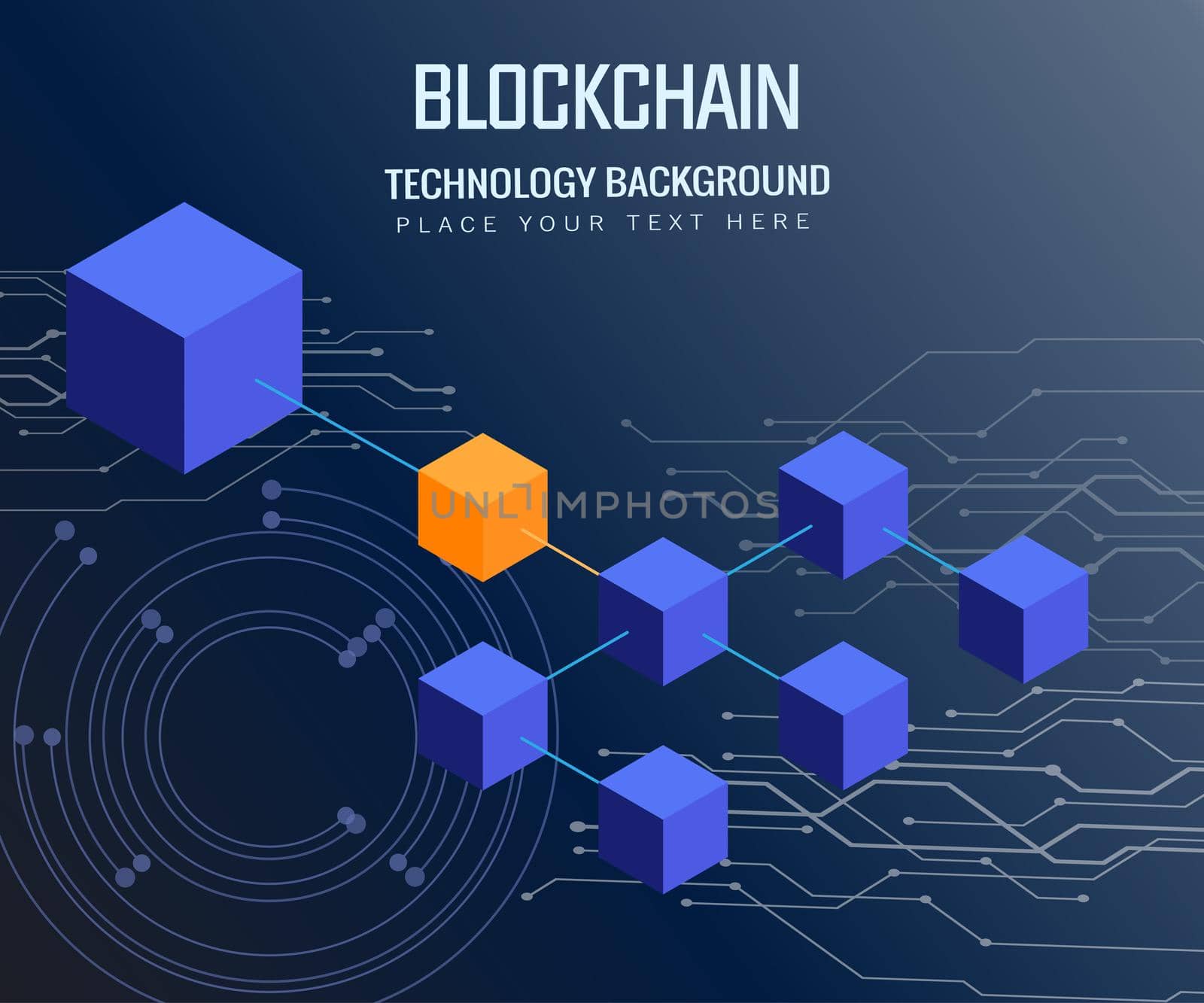 Blockchain design concept and cryptocurrency technology connecting circuit