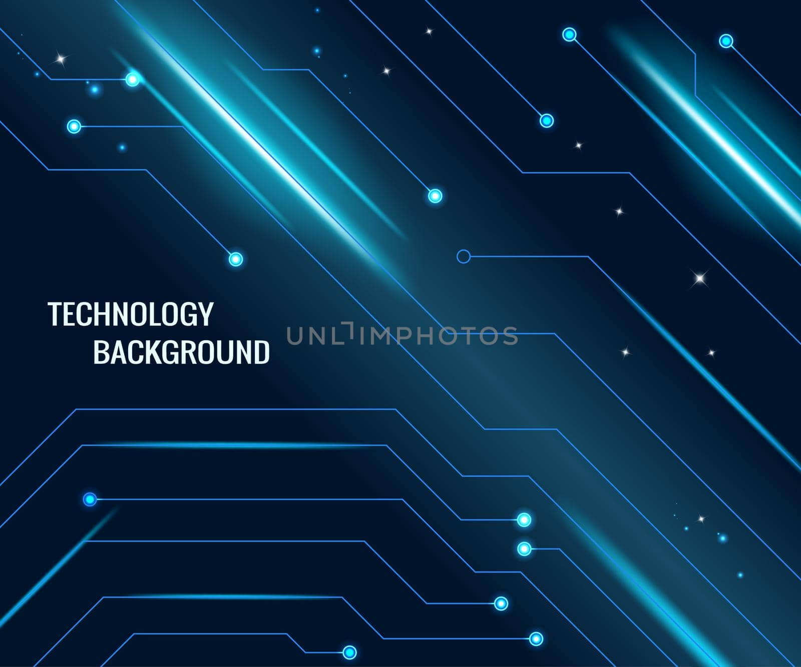 Abstract technology concept particle connection background with blue lights. blue color abstract screen, hi speed internet technology.