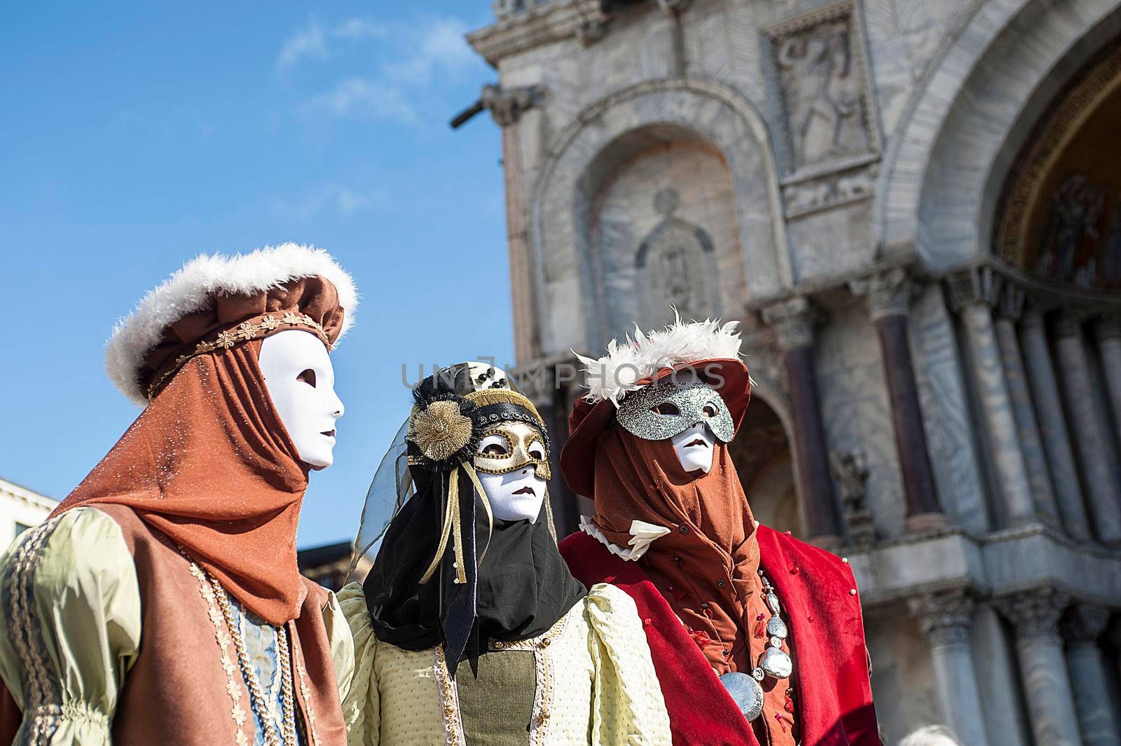 VENICE, ITALY - Febrary 23 2019: The masks of the Venice carnival 2019