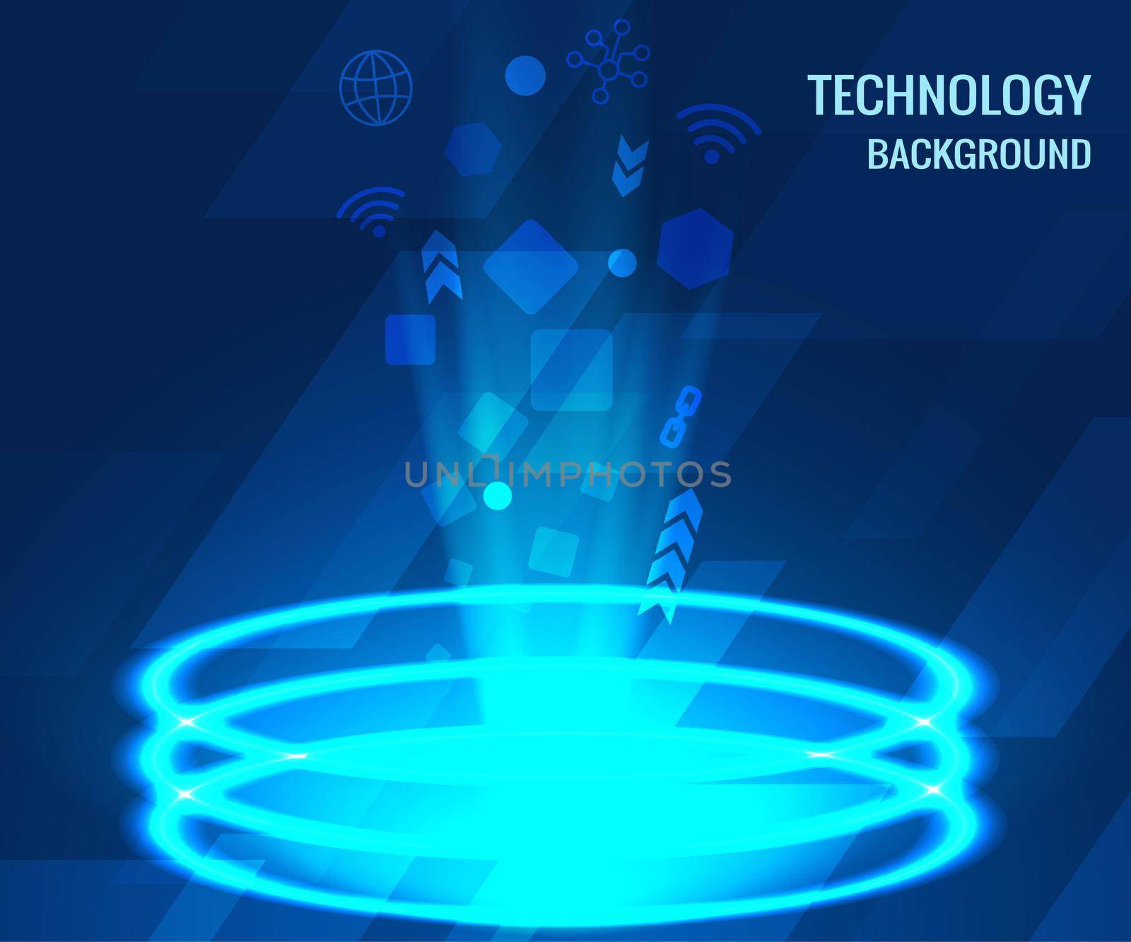 Futuristic or magic portal with glow effect. Circle digital hologram, presentation with light icon technology