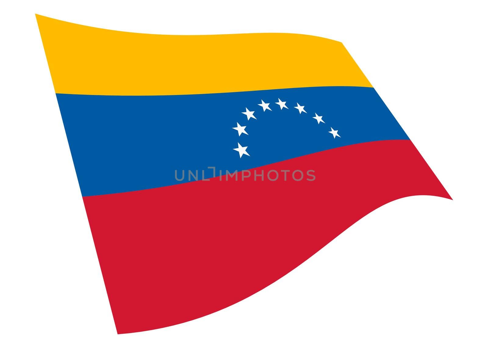 A Venezuela waving flag graphic isolated on white with clipping path 3d illustration