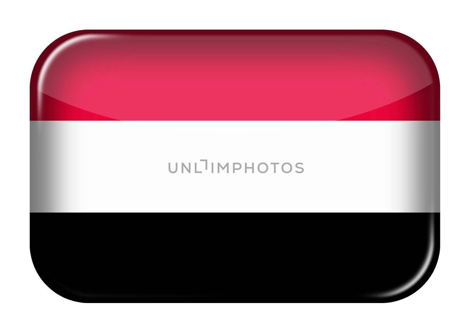 A Yemen web icon rectangle button with clipping path 3d illustration