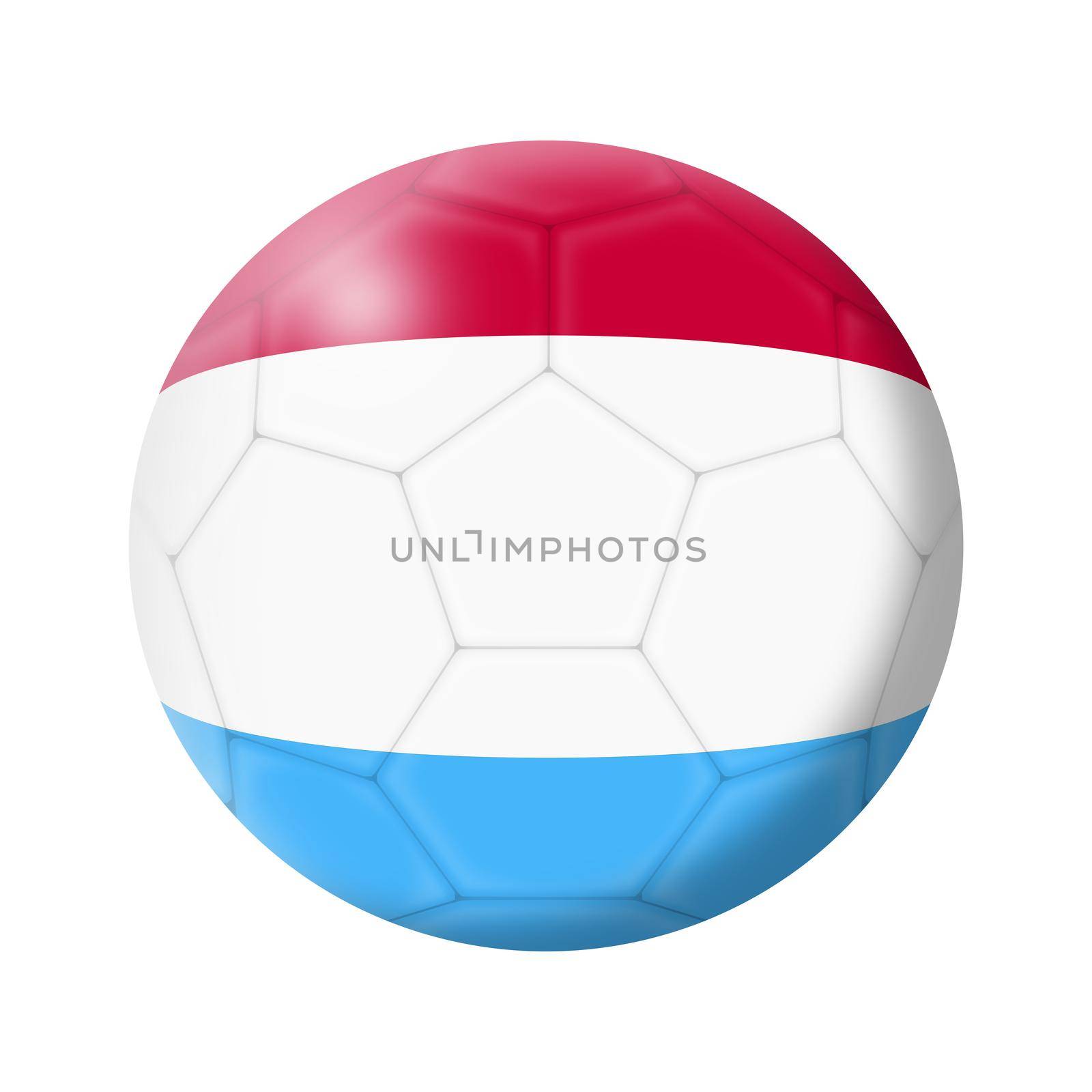A Luxembourg soccer ball football 3d illustration isolated on white with clipping path