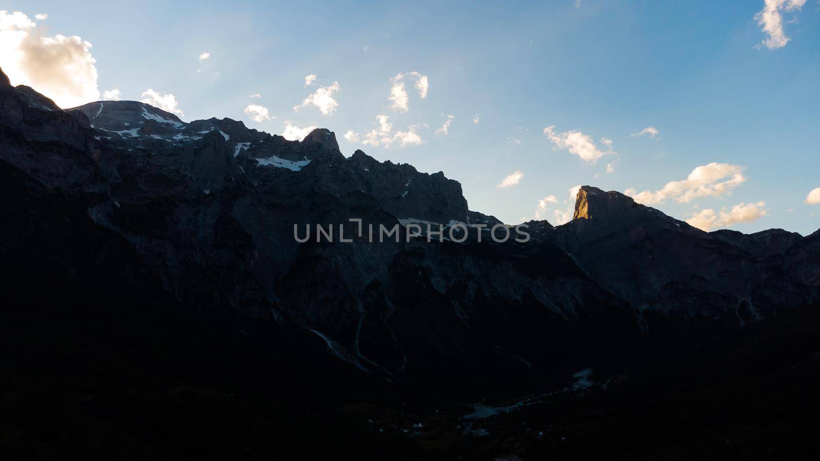 Mountain landscape in national park Theth in the Albanian alps