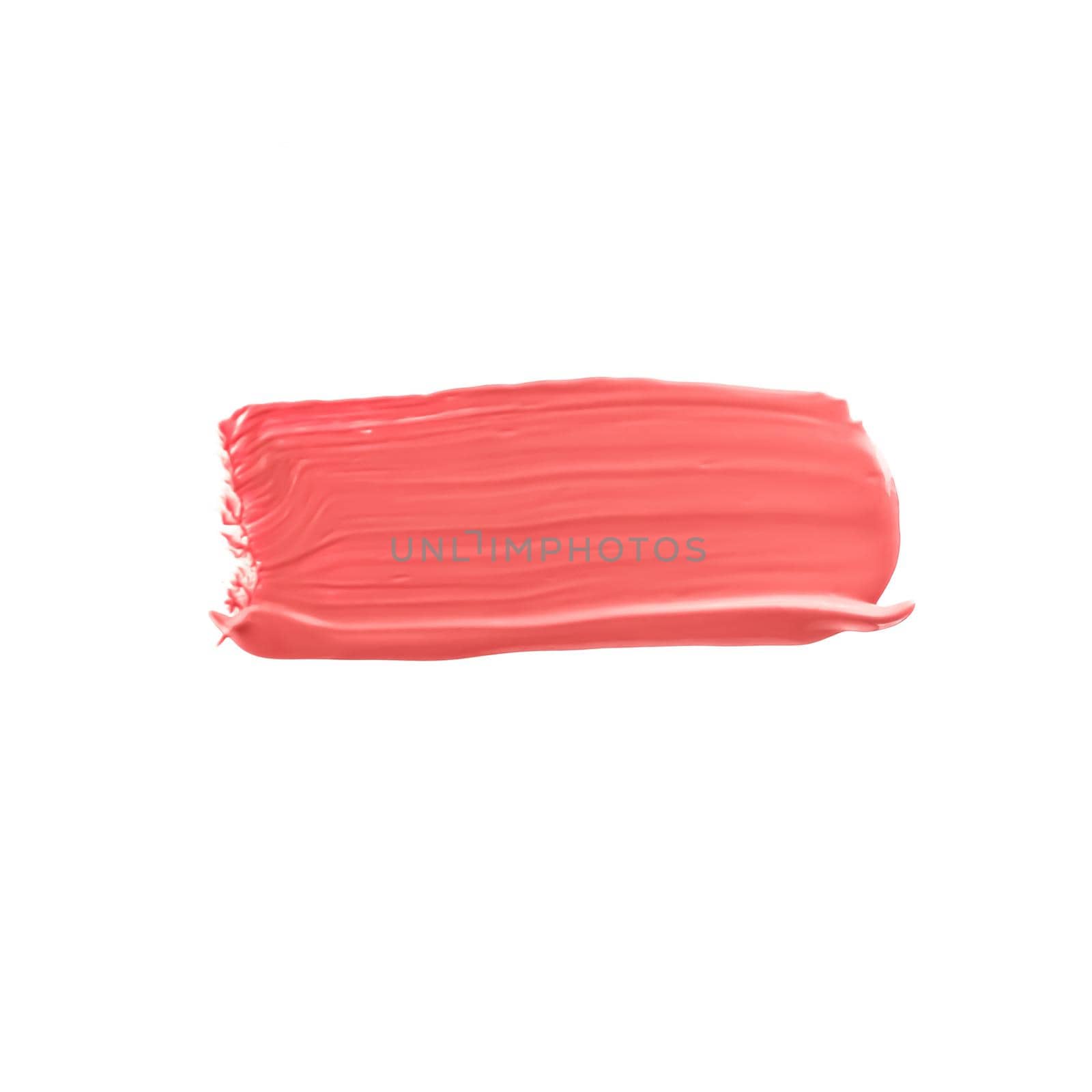 Pastel coral beauty swatch, skincare and makeup cosmetic product sample texture isolated on white background, make-up smudge, cream cosmetics smear or paint brush stroke by Anneleven