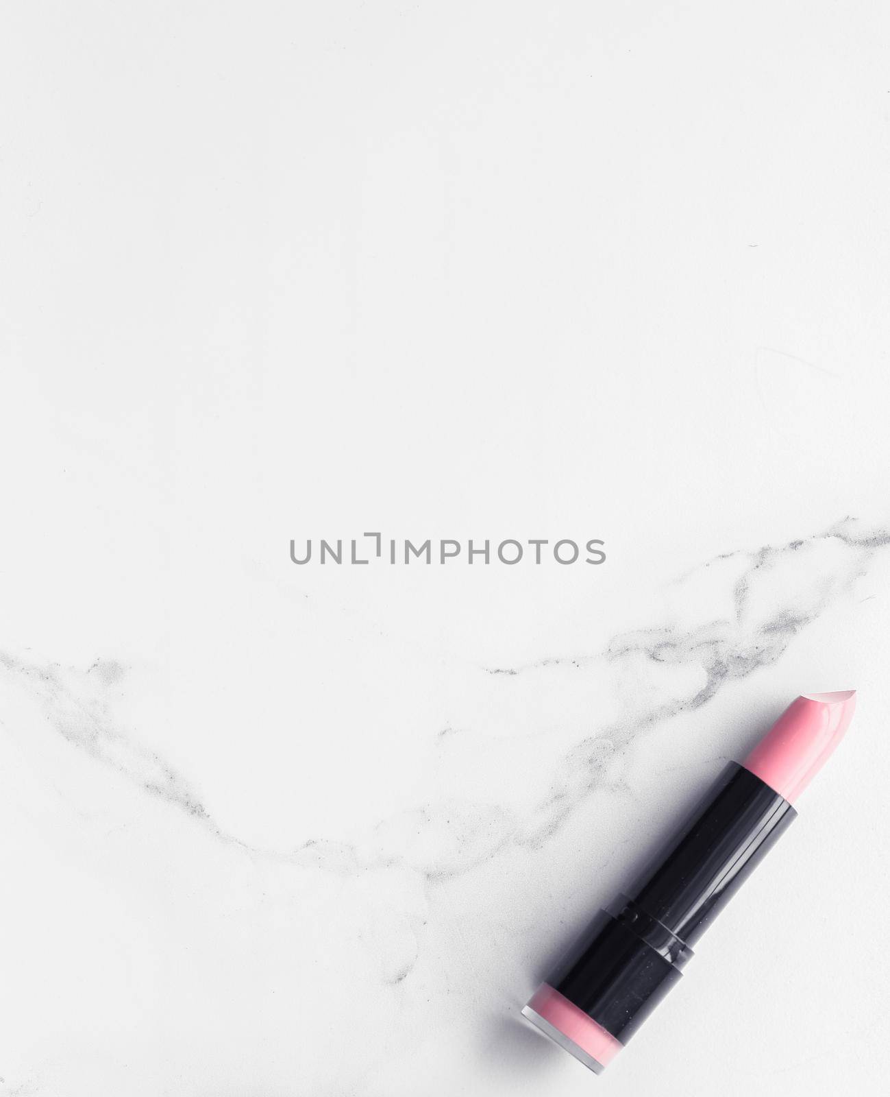 Make-up and cosmetics flatlay on marble by Anneleven