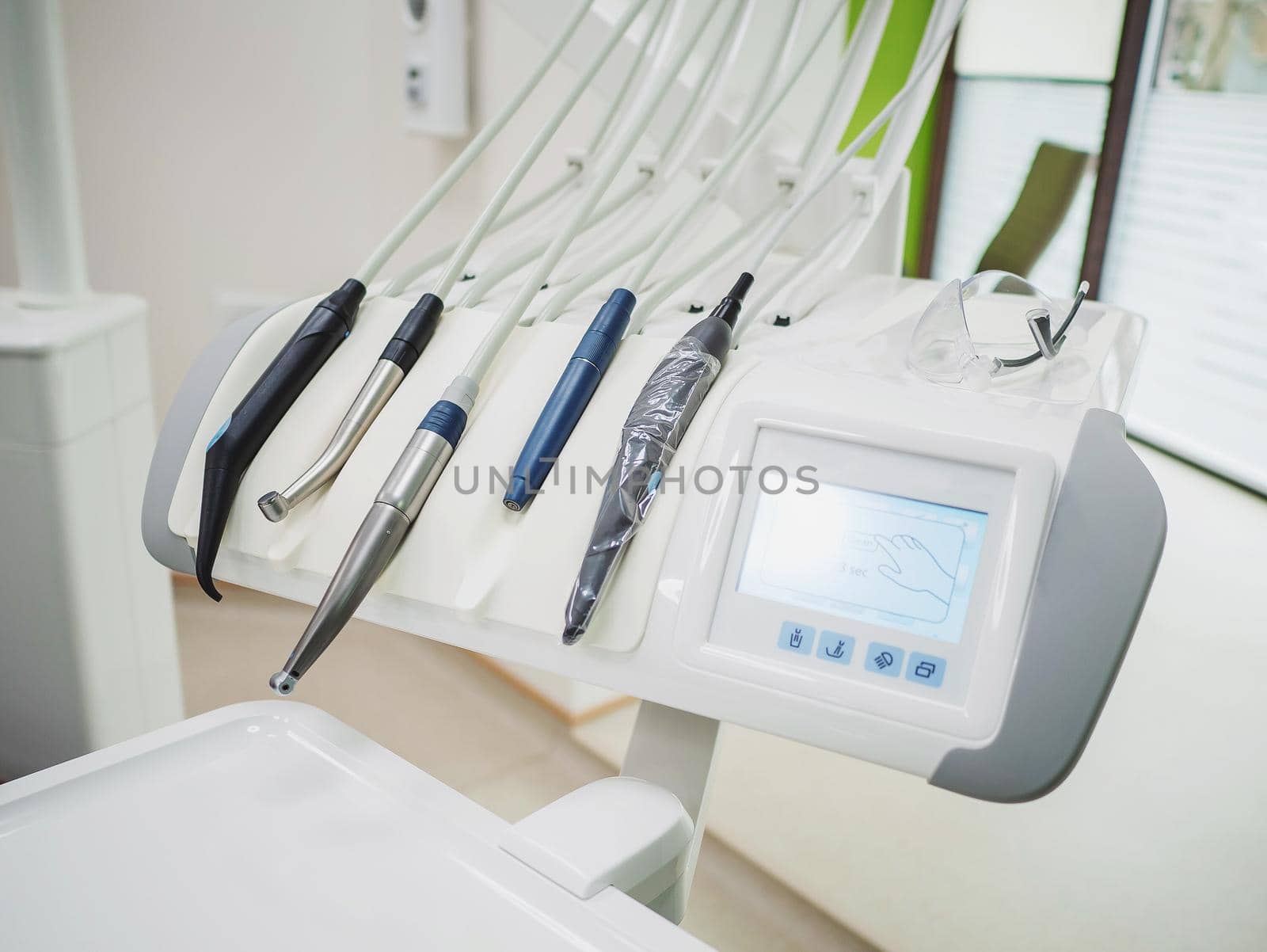 Closeup of dental drills in dentists office. High quality photo