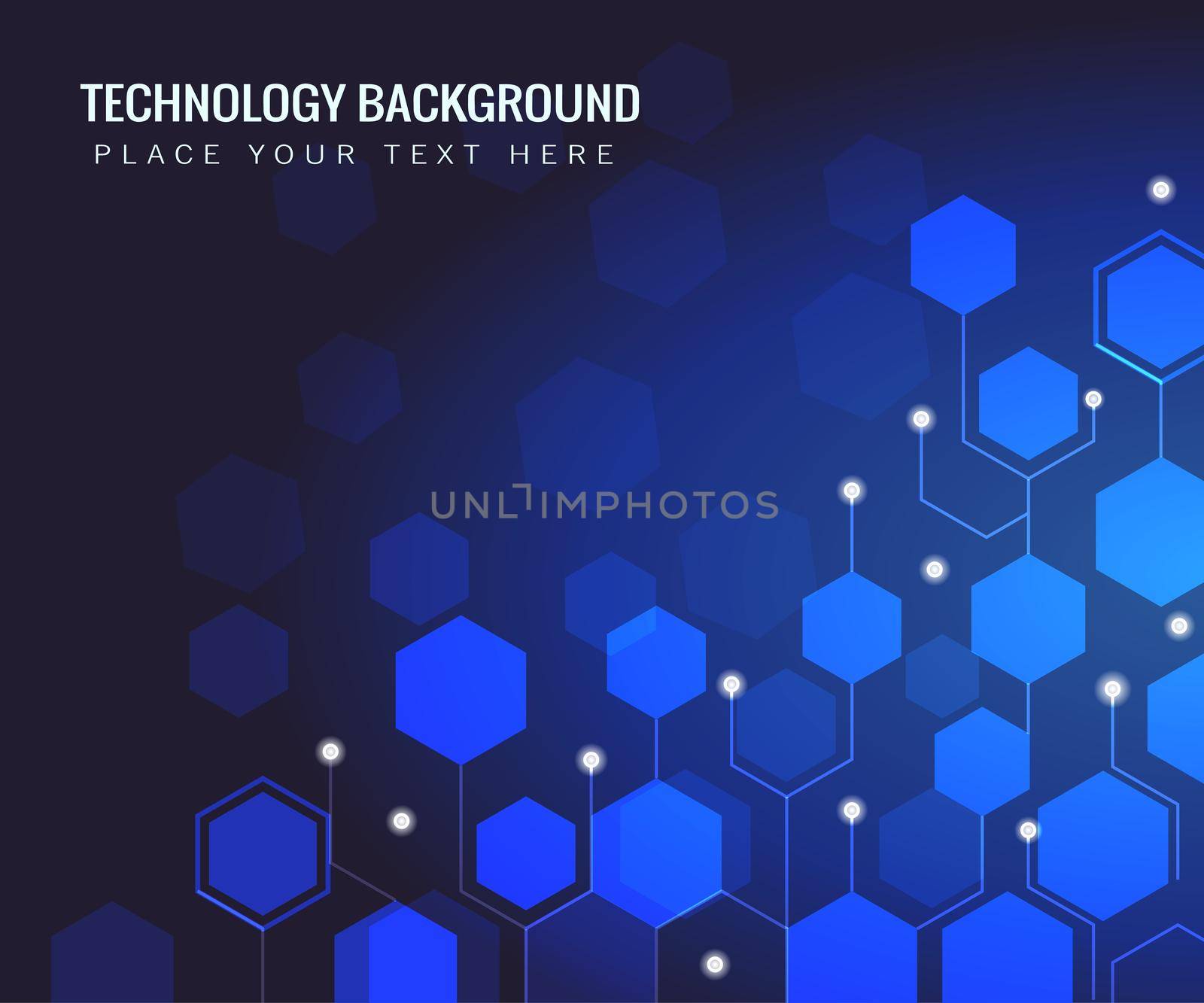 Blockchain technology background. Modern futuristic blue hi-tech technology hexagon concept