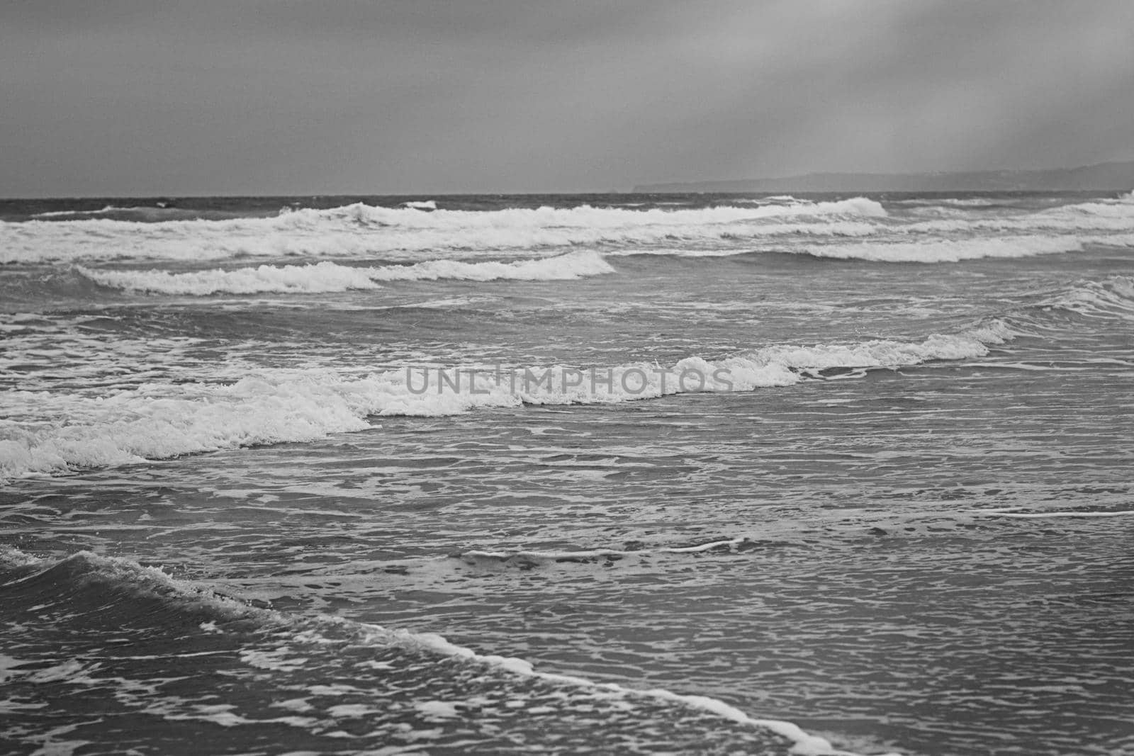 Coastal art print, monochrome and seascape concept - Atlantic ocean coast scenery, fine art