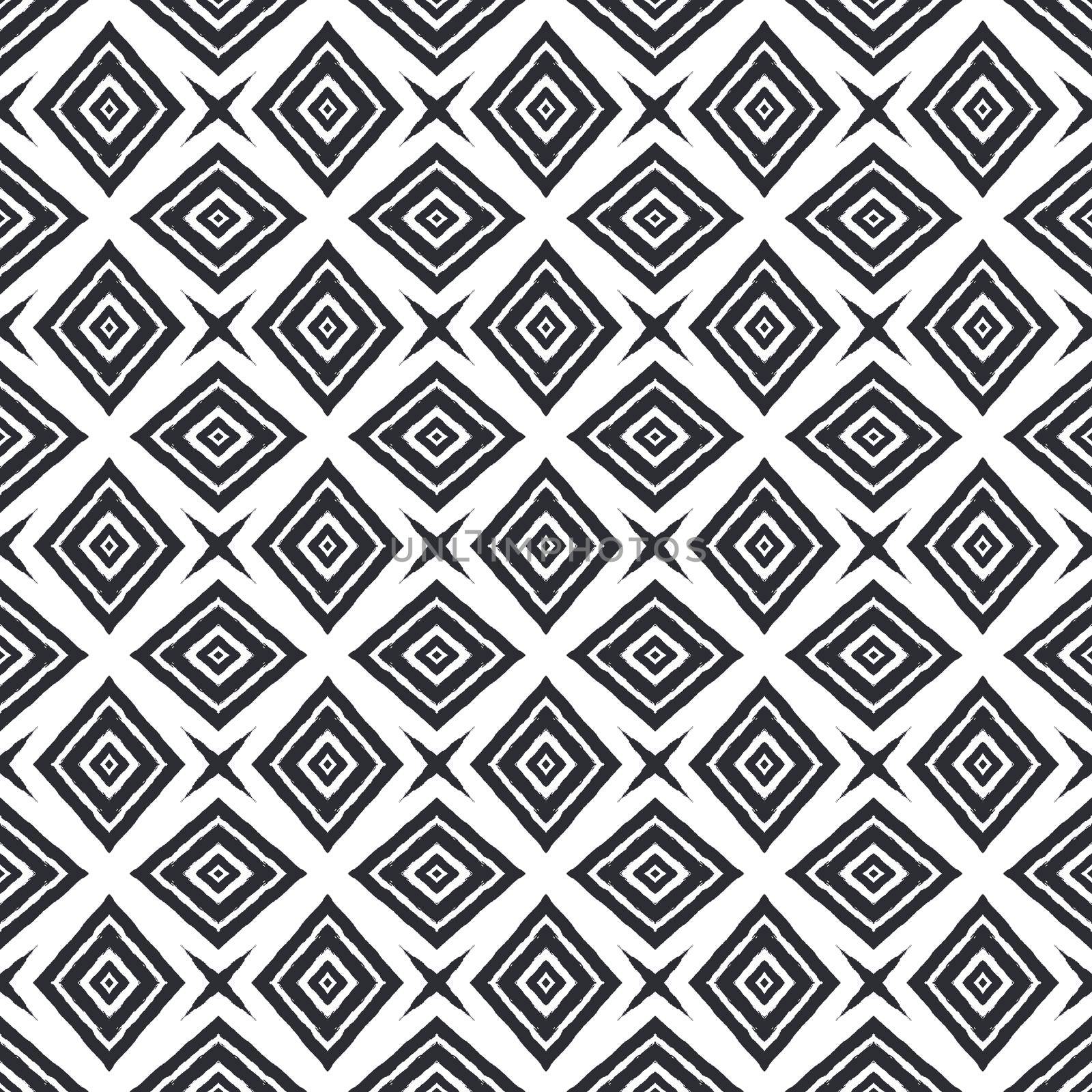 Exotic seamless pattern. Black symmetrical kaleidoscope background. Summer swimwear exotic seamless design. Textile ready incredible print, swimwear fabric, wallpaper, wrapping.