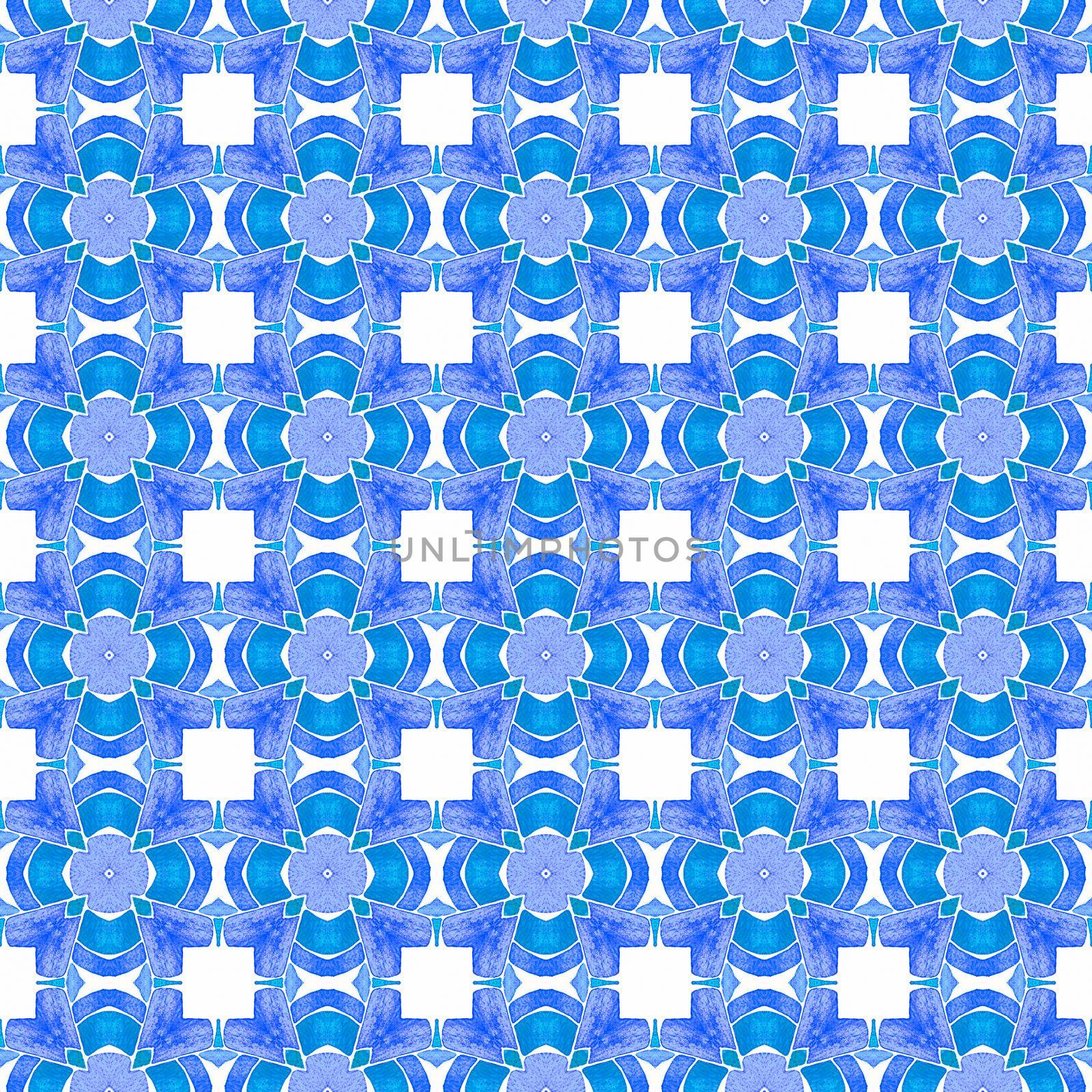 Exotic seamless pattern. Blue modern boho chic by beginagain