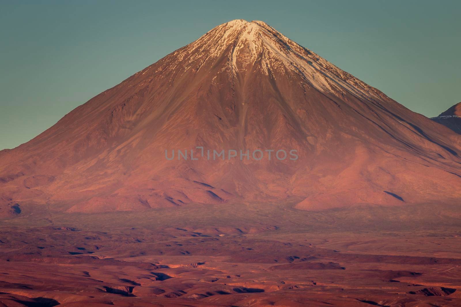 Licancabur volcano at sunrise, San Pedro de Atacama, Desert arid landscape, Chile, South America