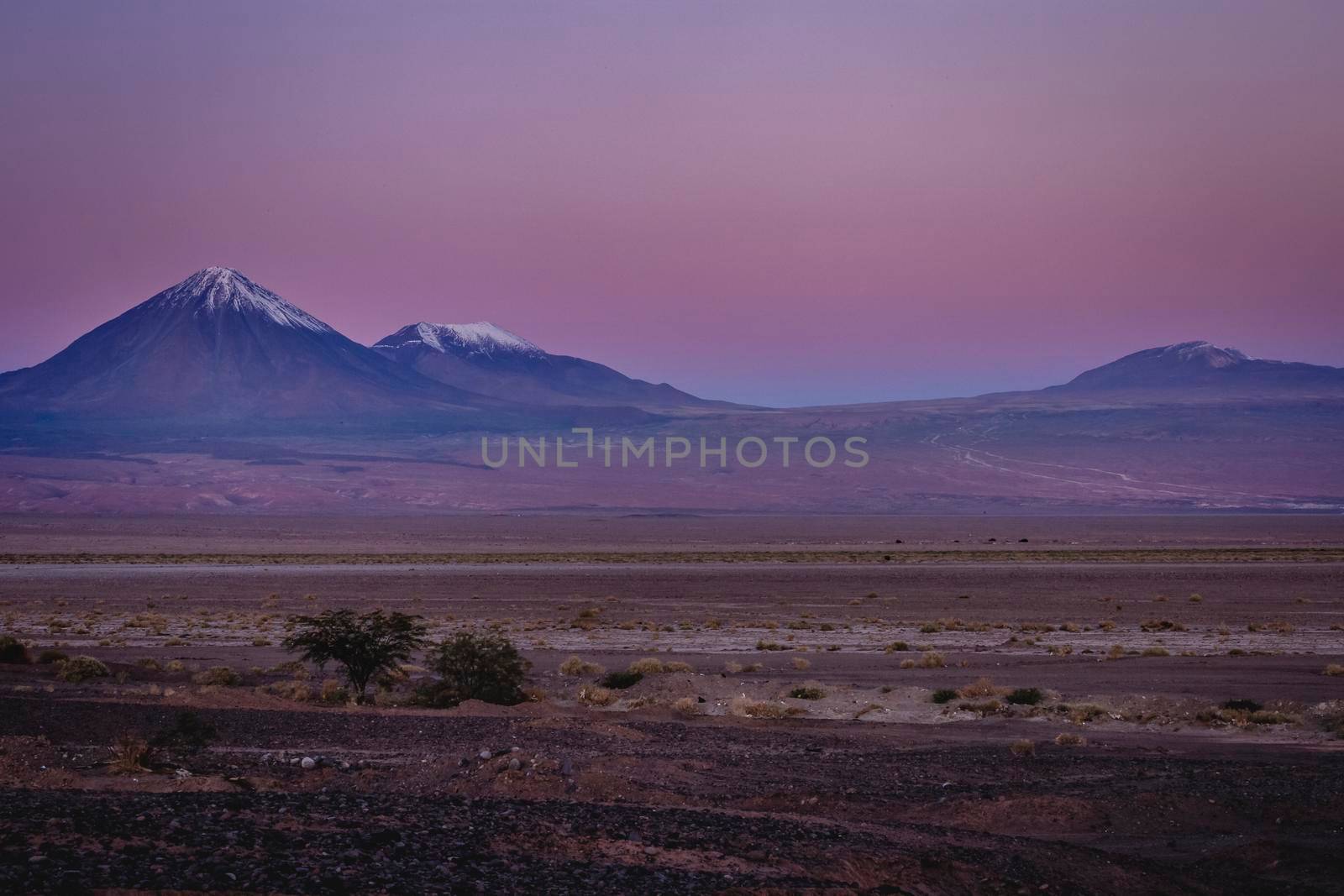 Licancabur volcano at sunrise, San Pedro de Atacama, Desert arid landscape, Chile, South America