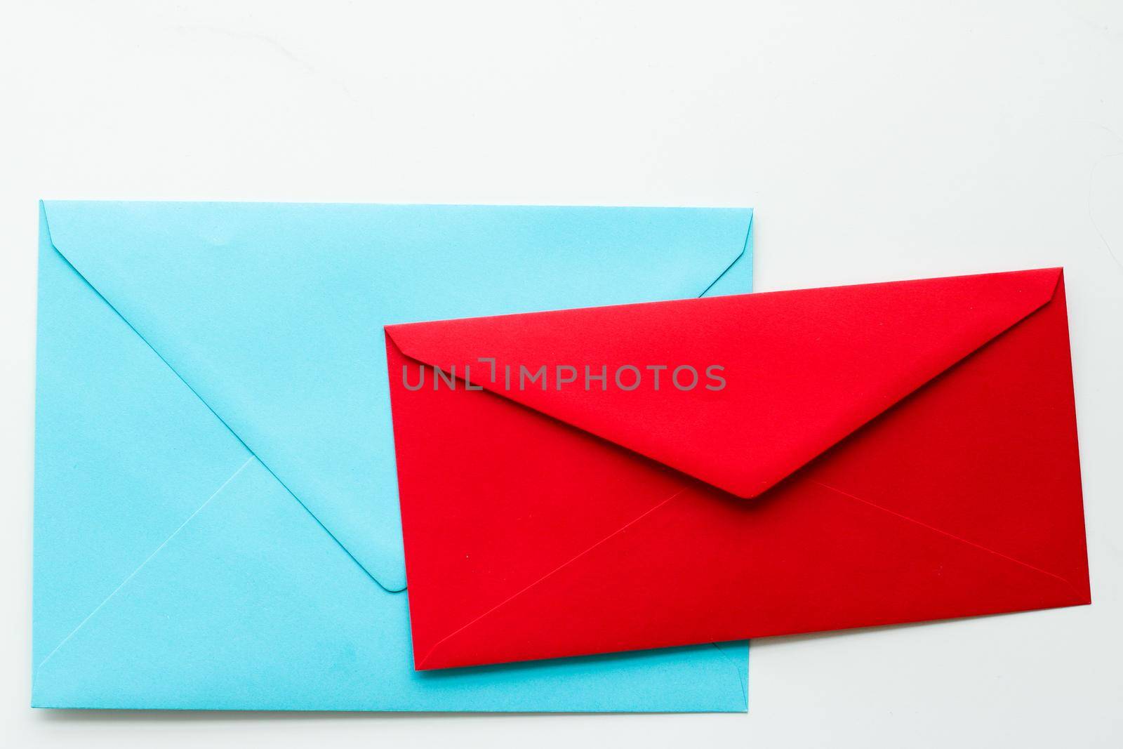 Communication, newsletter and business concept - Envelopes on marble background, message