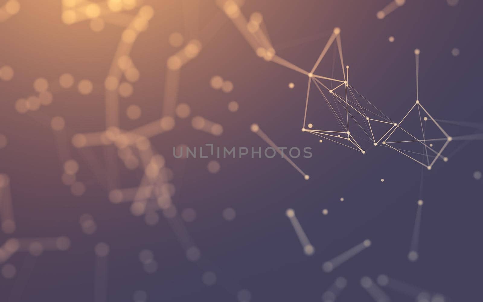 Abstract background. Molecules technology with polygonal shapes, connecting dots and lines. Connection structure. Big data visualization.  by teerawit