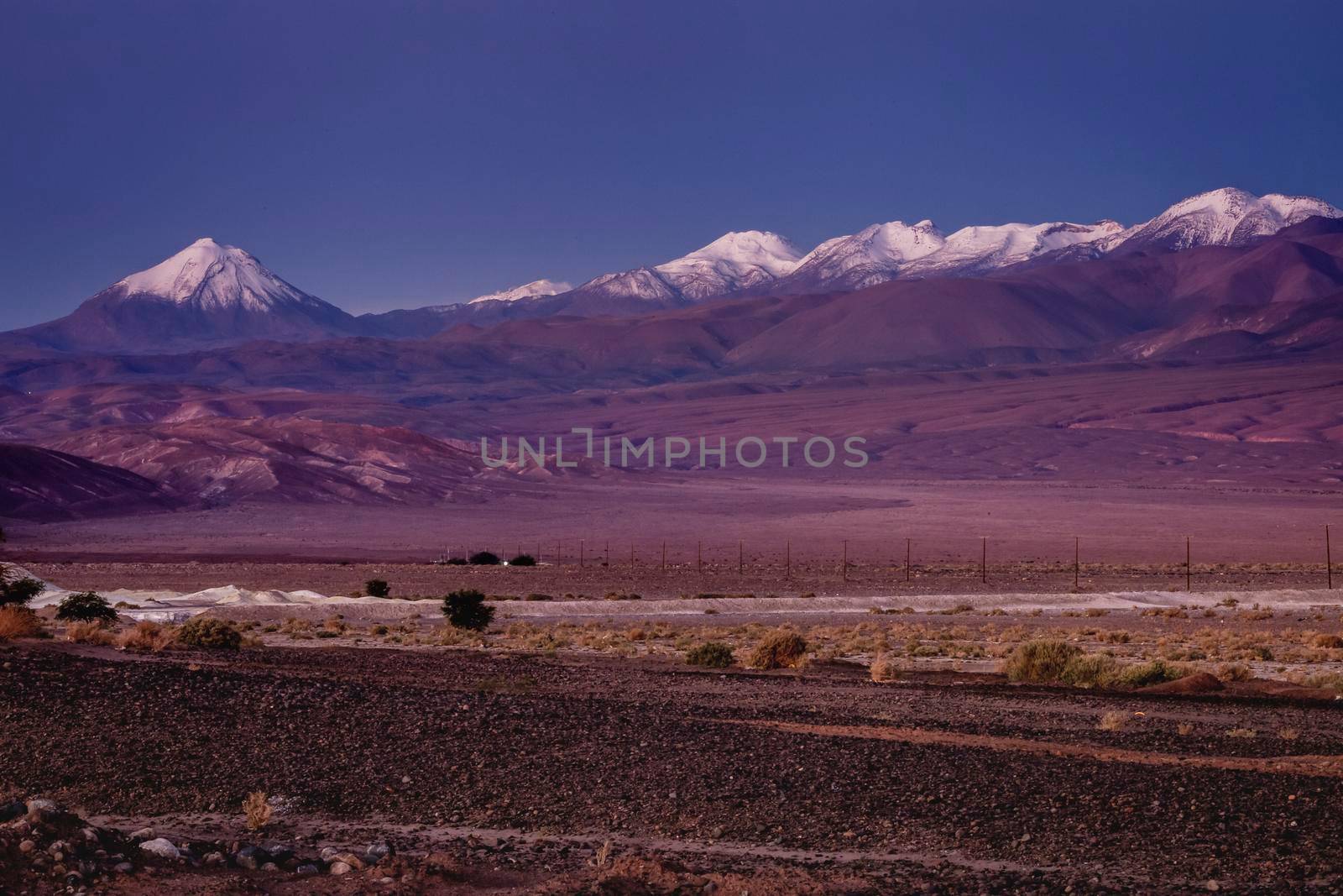 Licancabur volcano at sunrise, San Pedro de Atacama, Desert arid landscape, Chile, South America