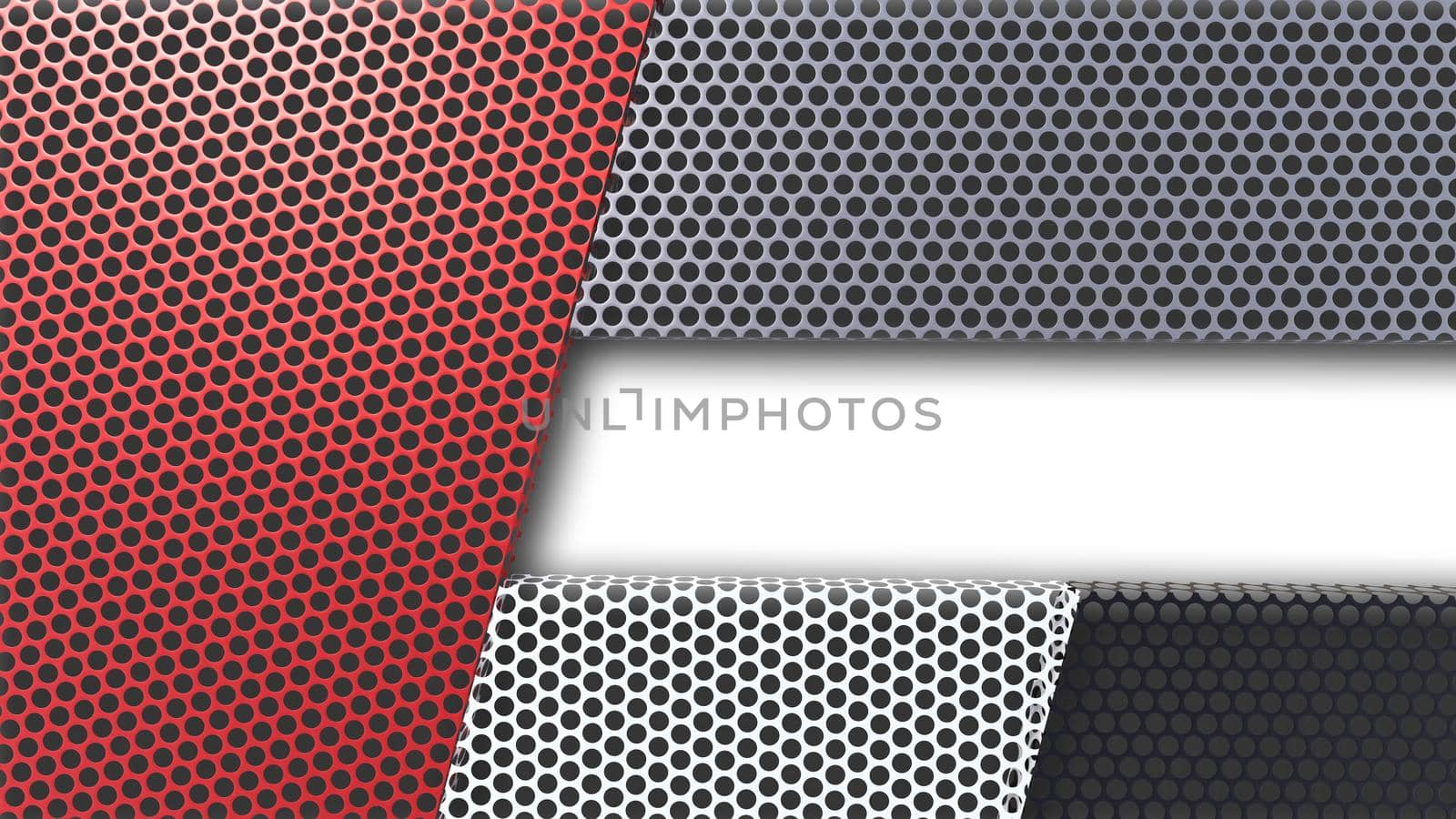 A 3d rendering image of colorful metal mesh plate on white background. by Kankliang