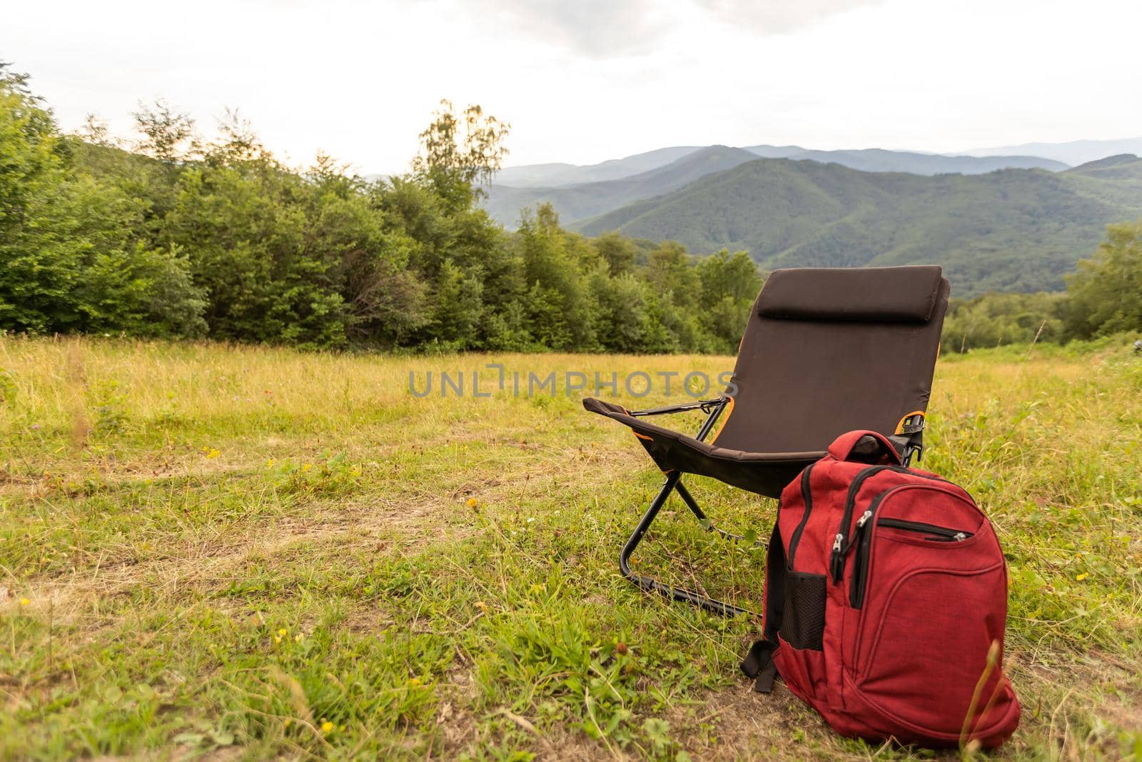 sun lounger in the mountains.