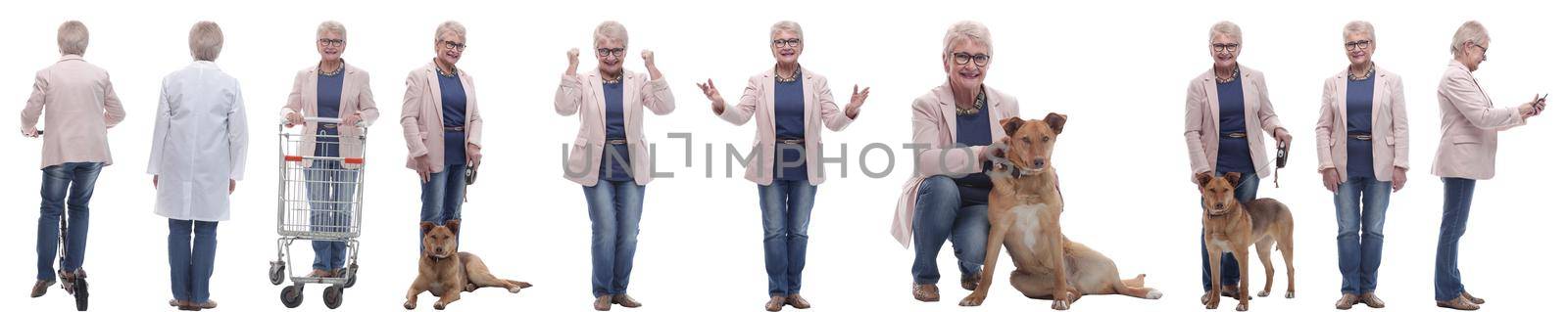 set of images of a woman in full growth. displays many concepts