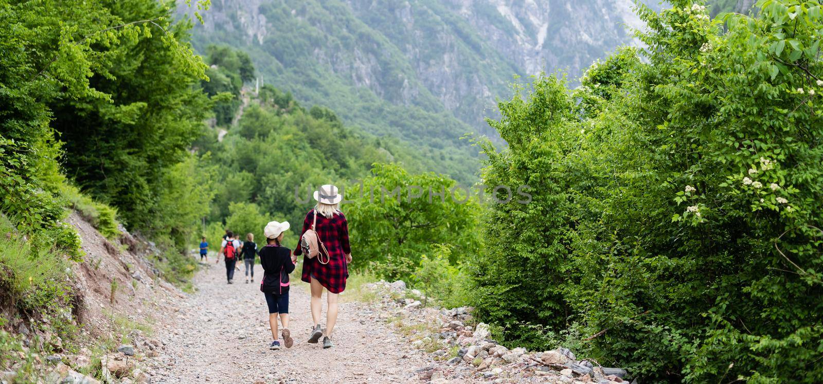 tourists in the mountains of albania, theth by Andelov13