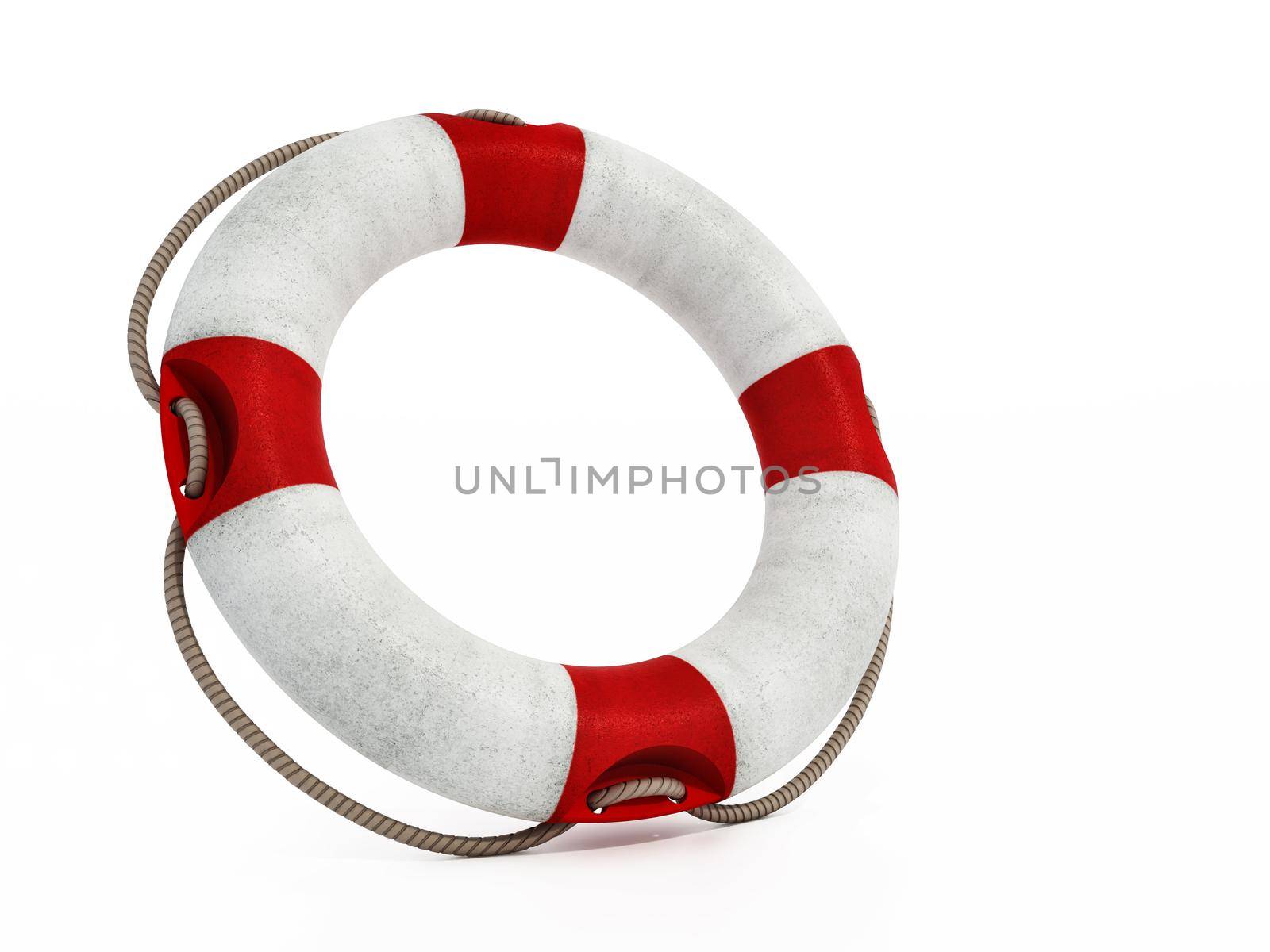 Life buoy isolated on white background. 3D illustration by Simsek